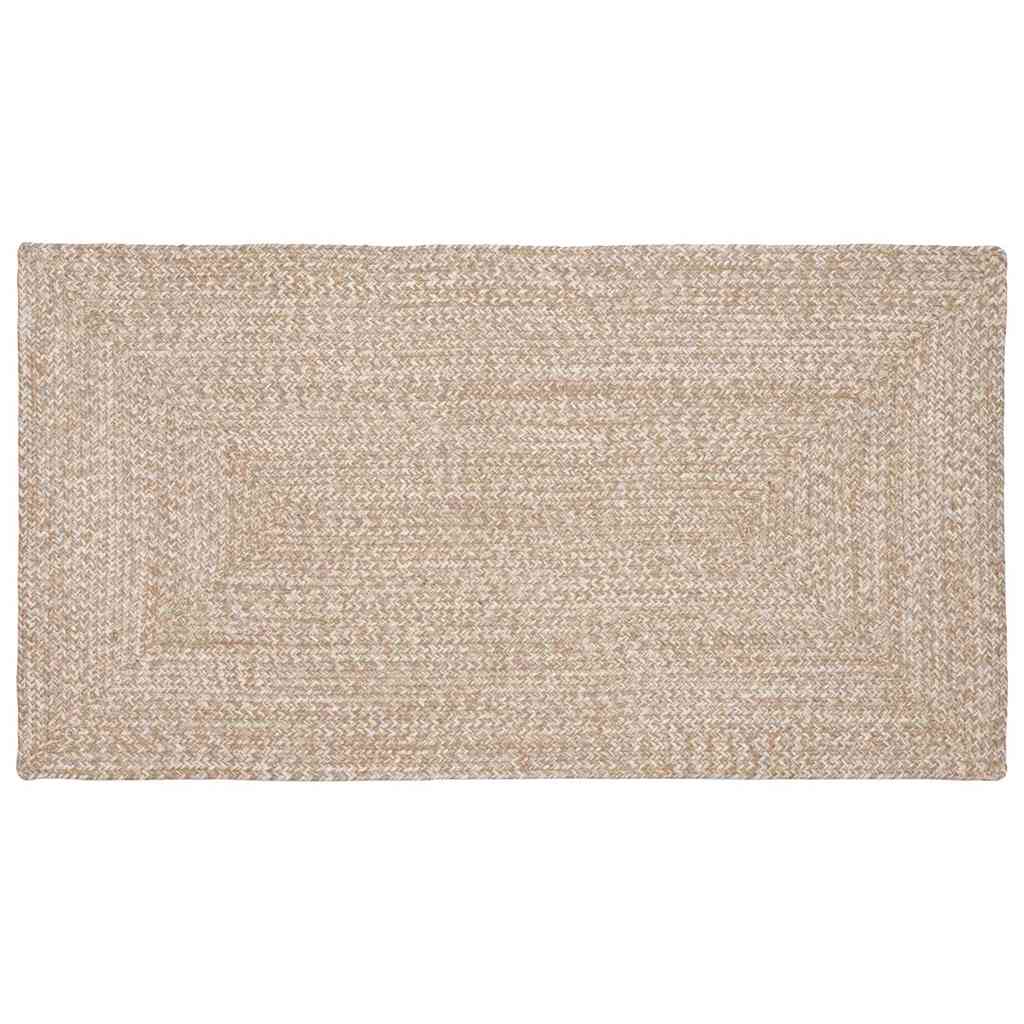 Vidaxl vloerkleden rechthoekig natuurlijk en wit 80 x 150 cm jute