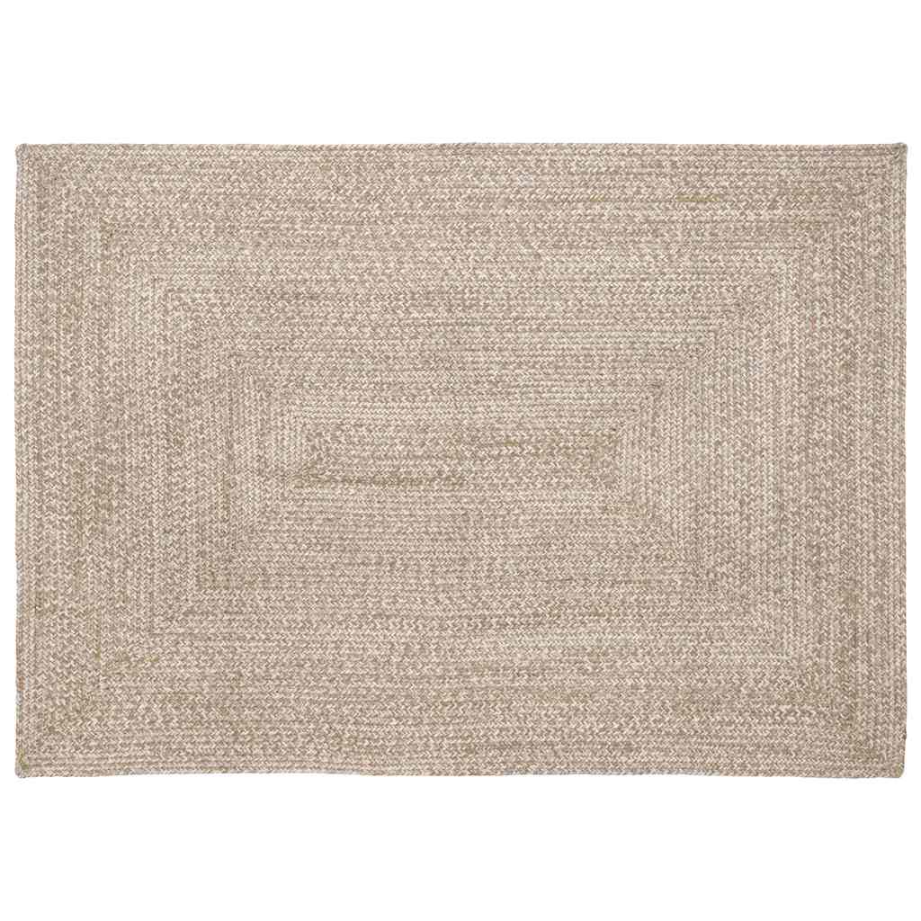 Vidaxl vloerkleden rechthoekig natuurlijk en wit 120 x 170 cm jute