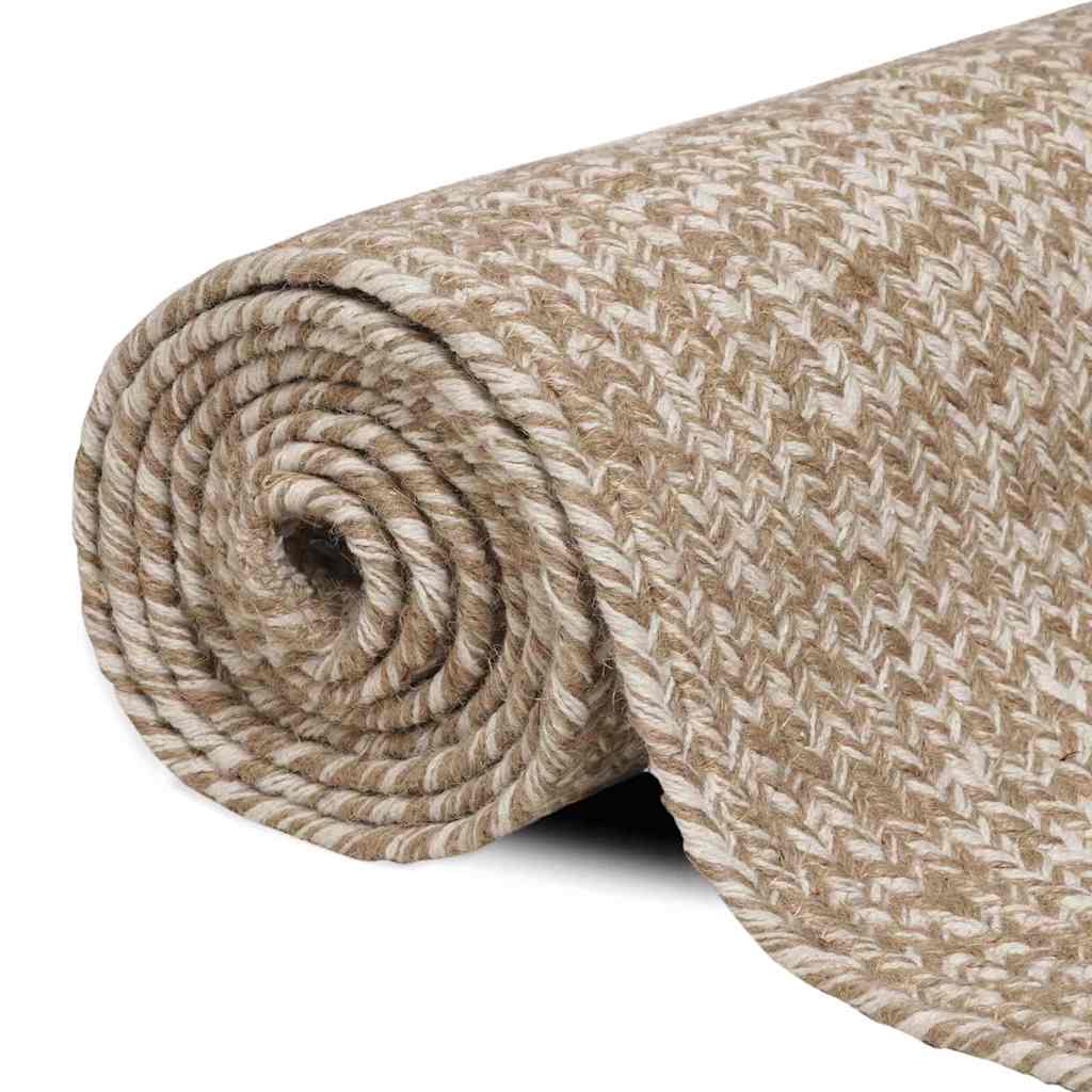 Vidaxl vloerkleden rechthoekig natuurlijk en wit 160 x 230 cm jute