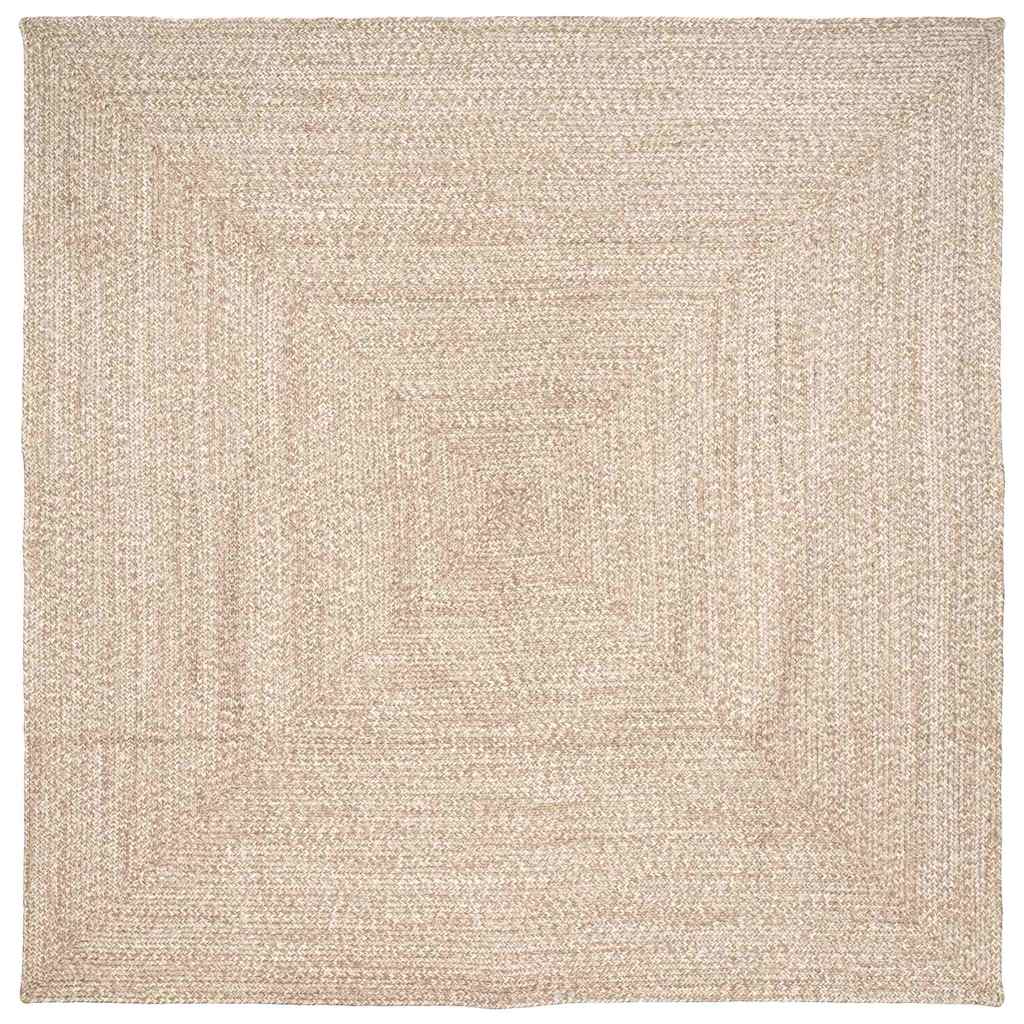 Vidaxl vloerkleden vierkant natuurlijk en wit 200 x 200 cm jute