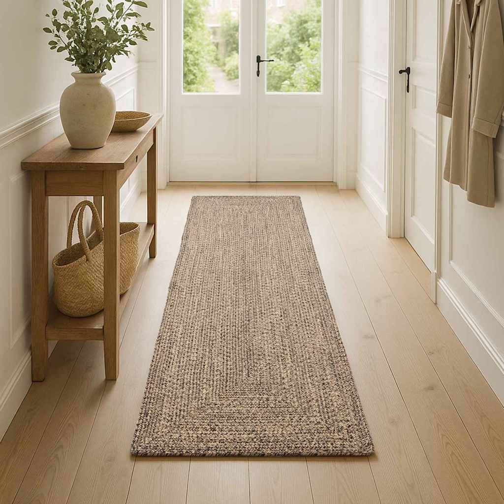 Vidaxl vloerkleden rechthoekig natuurlijk en zwart 60 x 400 cm jute