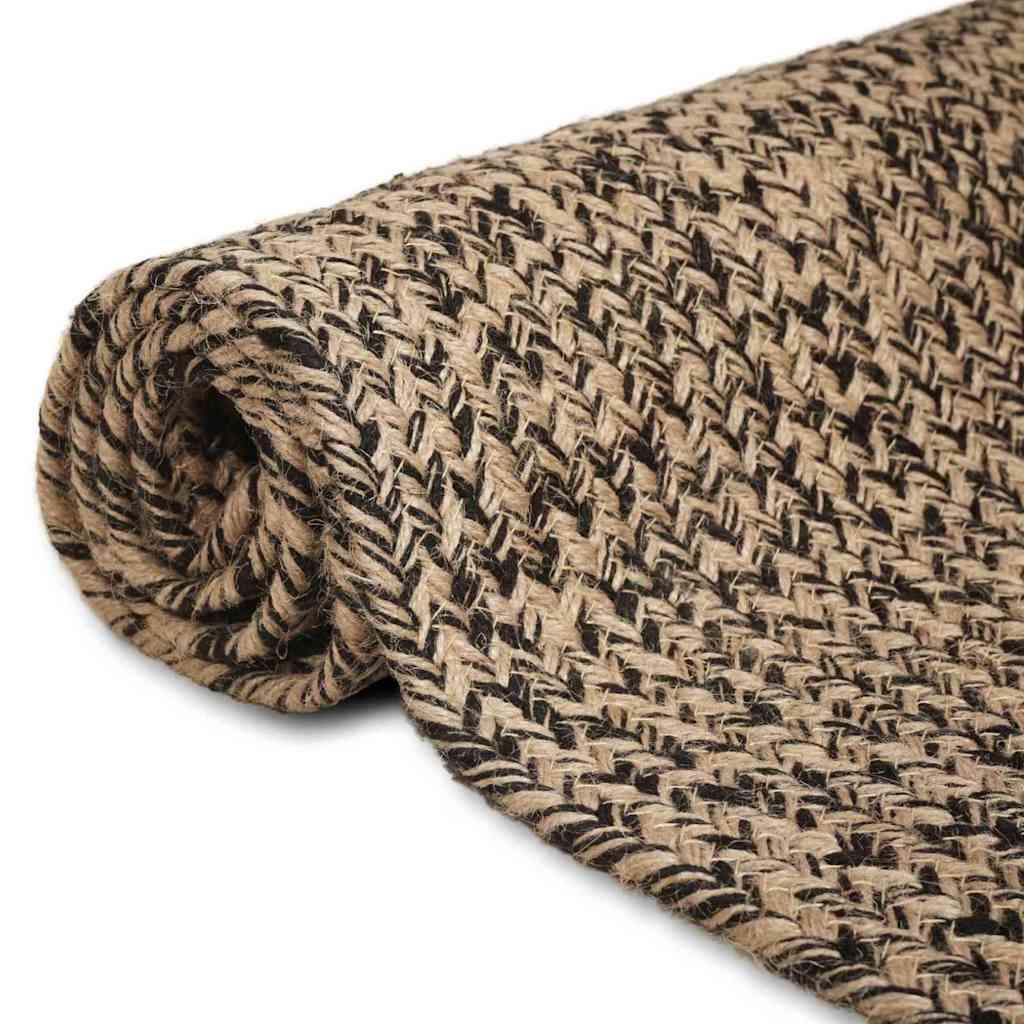 Vidaxl vloerkleden rechthoekig natuurlijk en zwart 80 x 200 cm jute