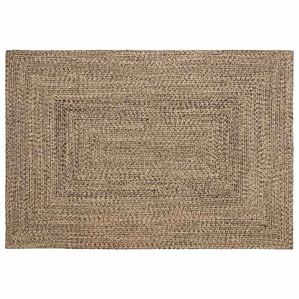 Vidaxl vloerkleden rechthoekig natuurlijk en zwart 120 x 170 cm jute