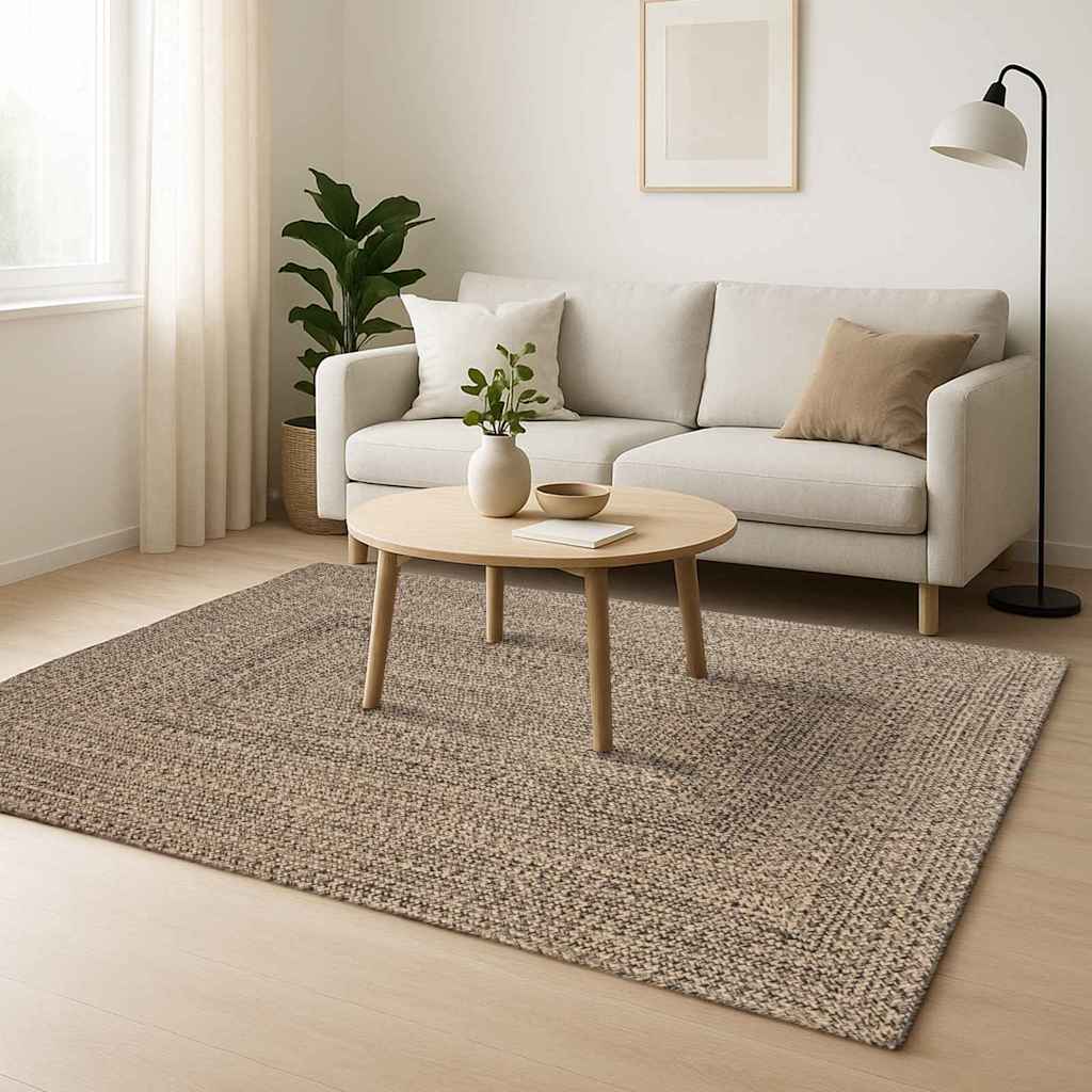 Vidaxl vloerkleden vierkant natuurlijk en zwart 200 x 200 cm jute