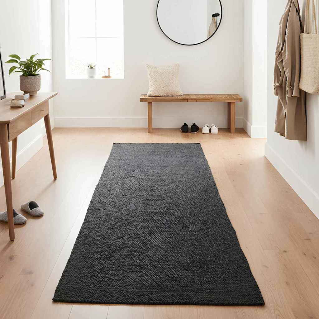 Vidaxl vloerkleden rechthoekig donkergrijs 80 x 150 cm jute