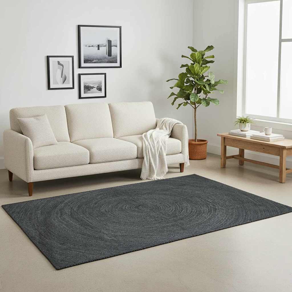 Vidaxl vloerkleden vierkant donkergrijs 120 x 120 cm jute