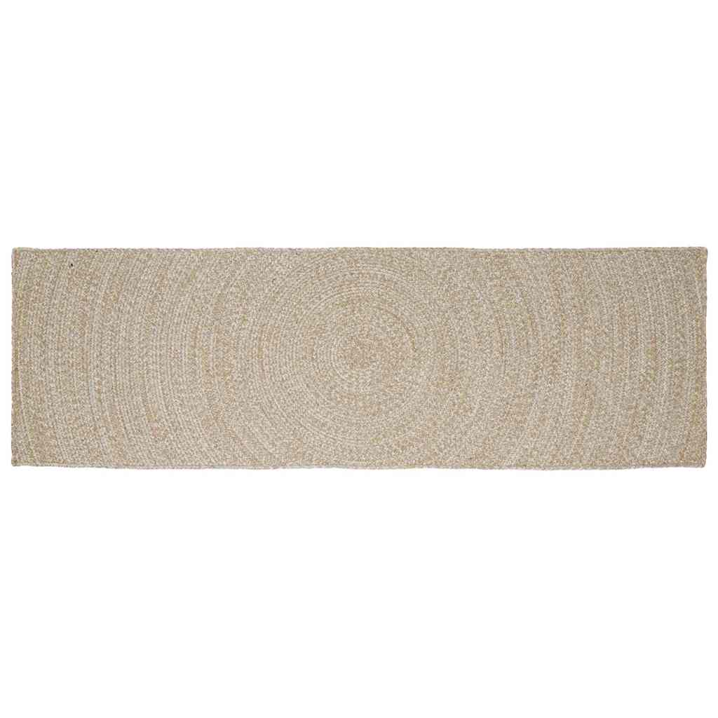 Vidaxl vloerkleden rechthoekig natuurlijk en wit 80 x 300 cm jute