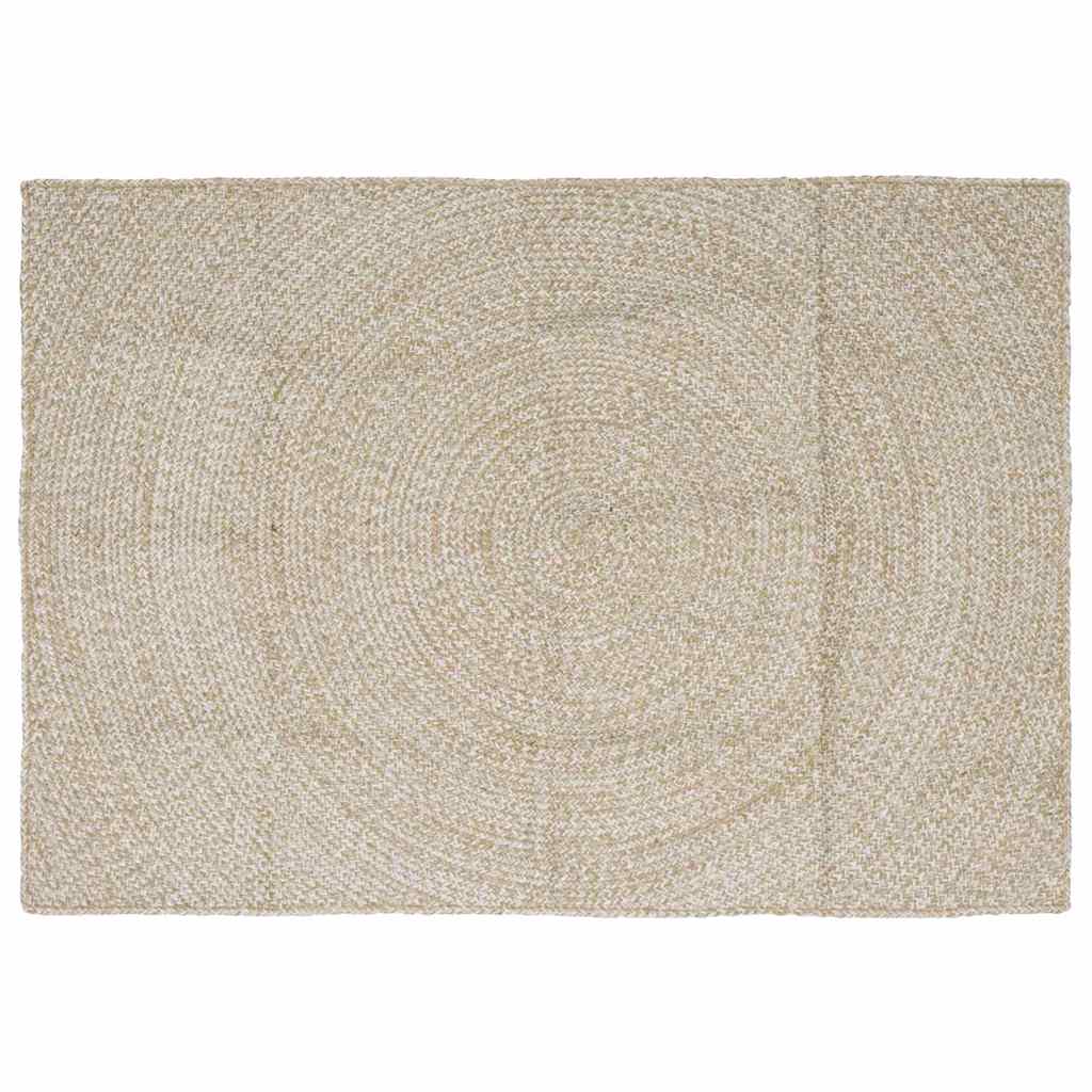Vidaxl vloerkleden rechthoekig natuurlijk en wit 120 x 170 cm jute