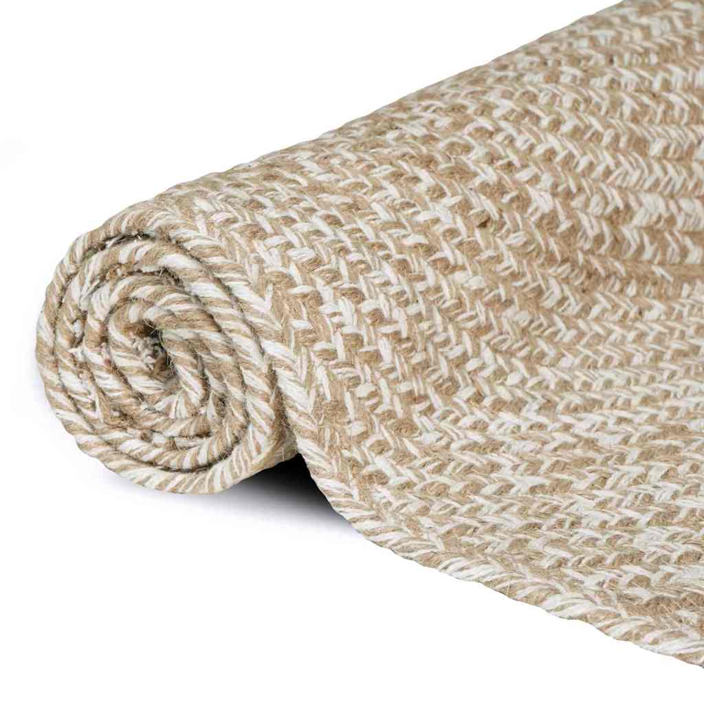 Vidaxl vloerkleden rechthoekig natuurlijk en wit 160 x 230 cm jute