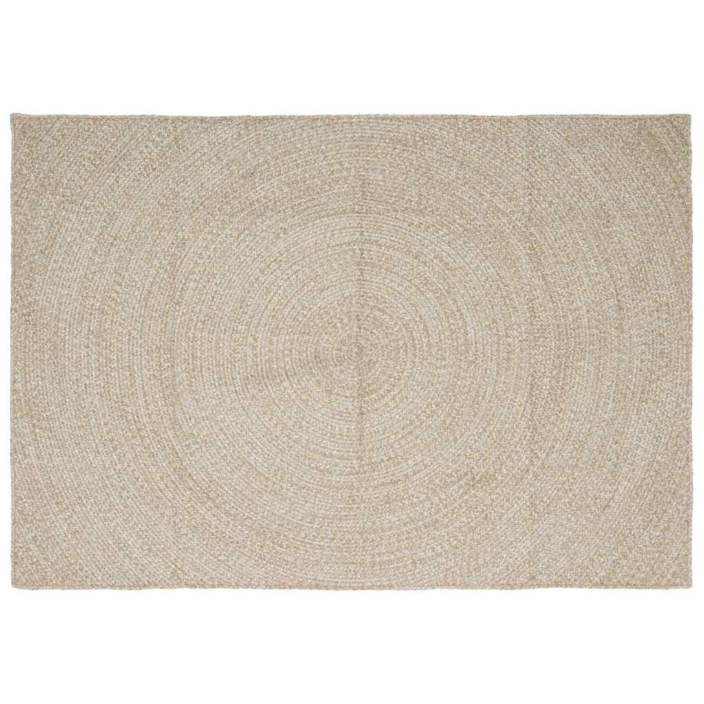 Vidaxl vloerkleden rechthoekig natuurlijk en wit 200 x 290 cm jute