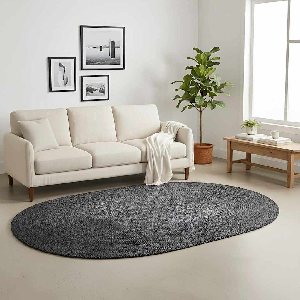 Vidaxl vloerkleden ovaal zwart 100 x 152 cm jute