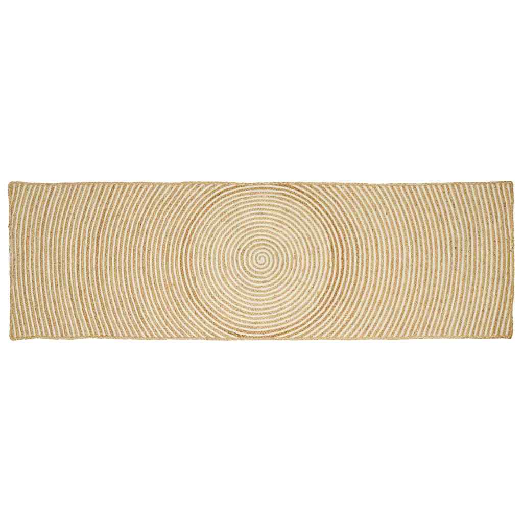 Vidaxl vloerkleed natuurlijk en wit 80 x 250 cm jute