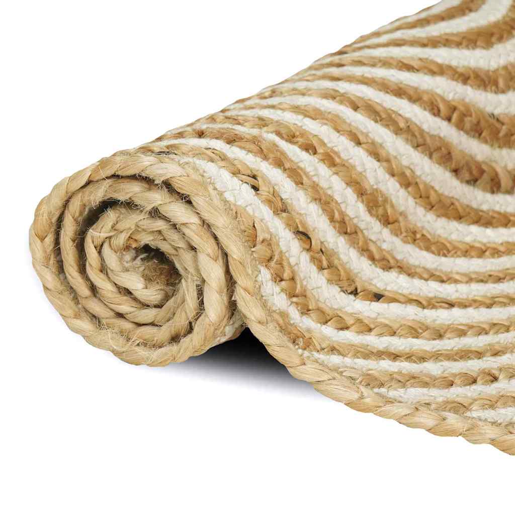 Vidaxl vloerkleed natuurlijk en wit 120 x 120 cm jute