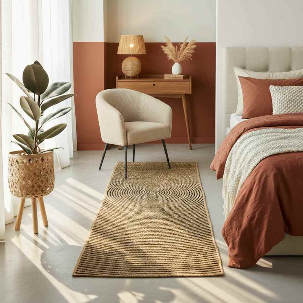 Vidaxl gebied tapijt zwart 60 x 110 cm jute