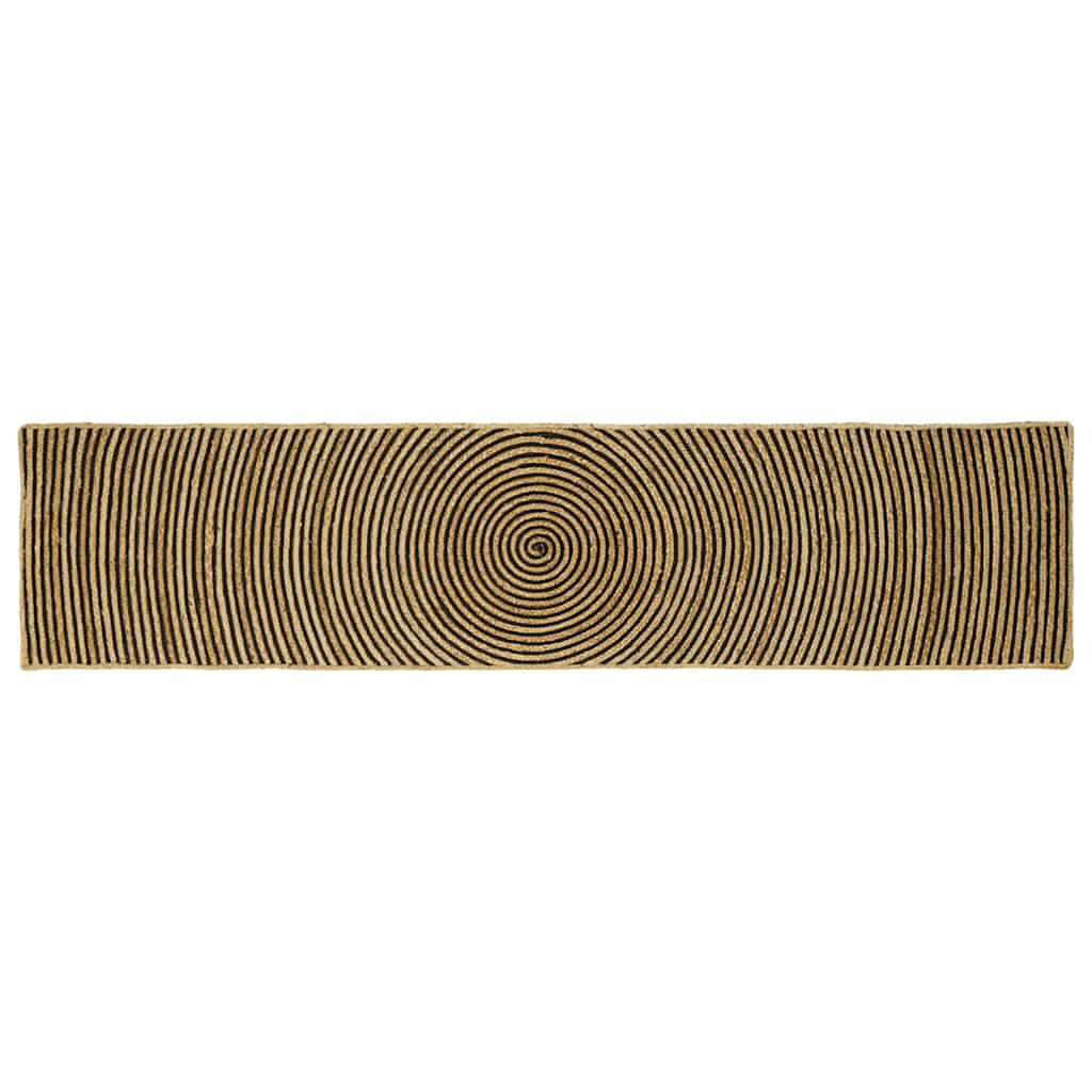 Vidaxl vloerkleed natuurlijk en zwart 60 x 250 cm jute