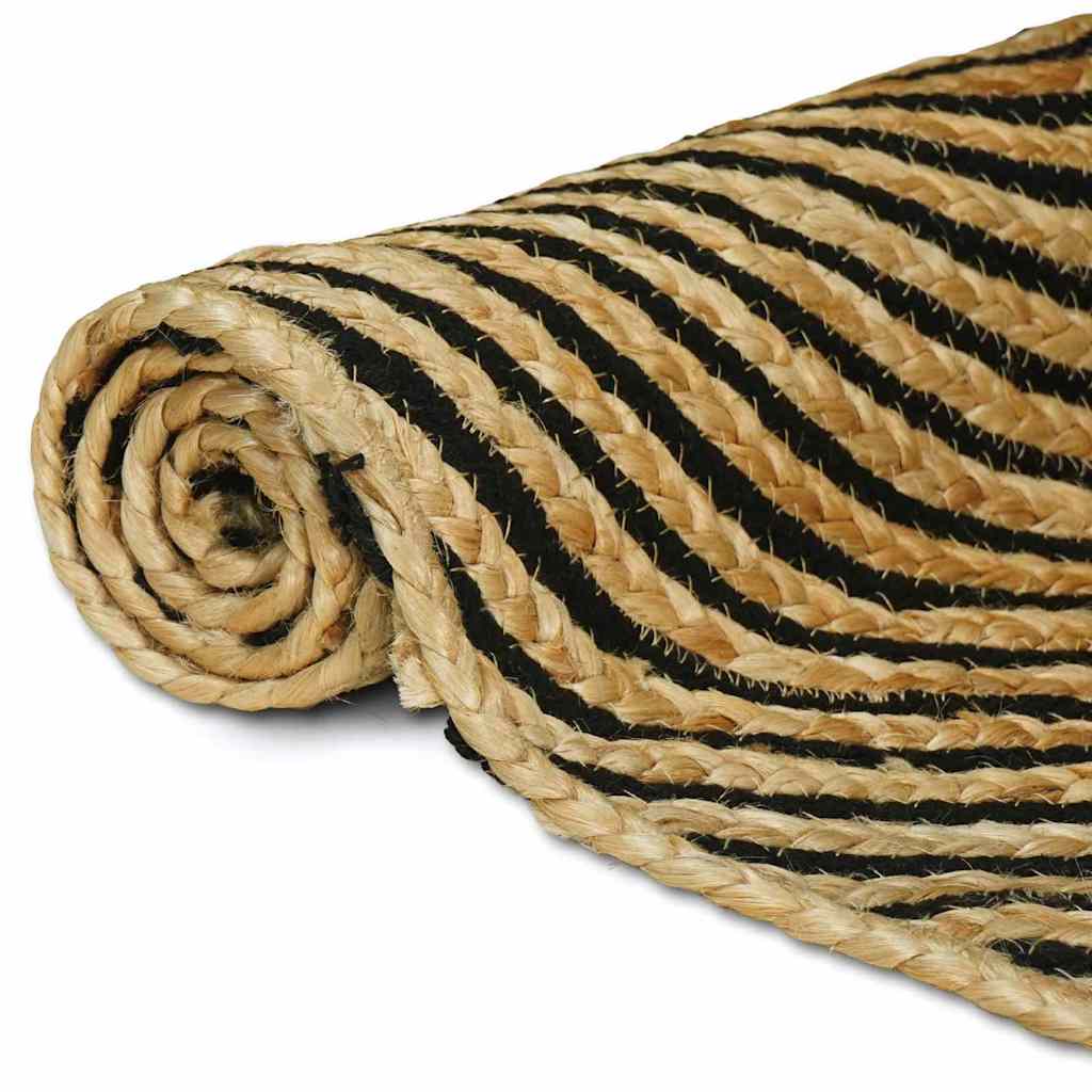 Vidaxl vloerkleed natuurlijk en zwart 60 x 300 cm jute