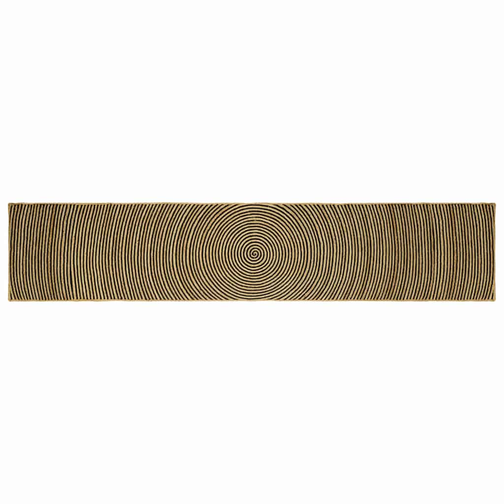 Vidaxl vloerkleed natuurlijk en zwart 60 x 400 cm jute