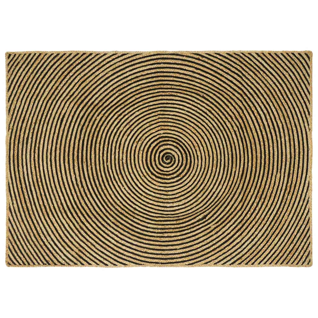 Vidaxl gebied tapijt naturel en zwart 140 x 200 cm jute