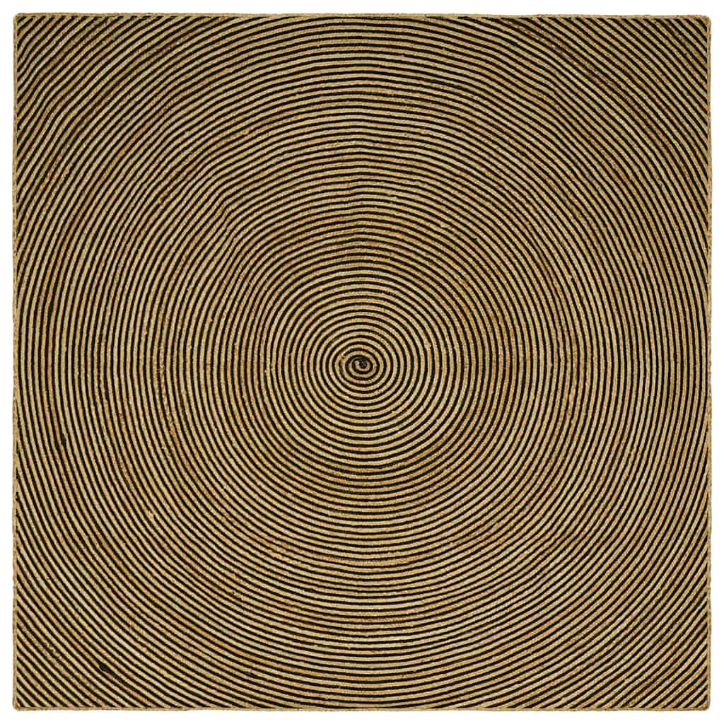 Vidaxl vloerkleed natuurlijk en zwart 240 x 240 cm jute
