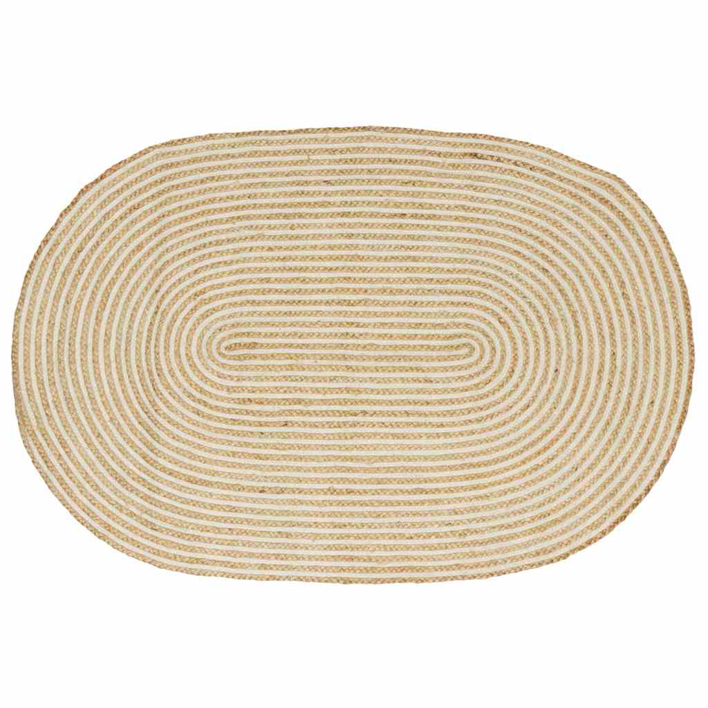 Vidaxl gebied tapijt natuurlijk en wit 100 x 152 cm jute