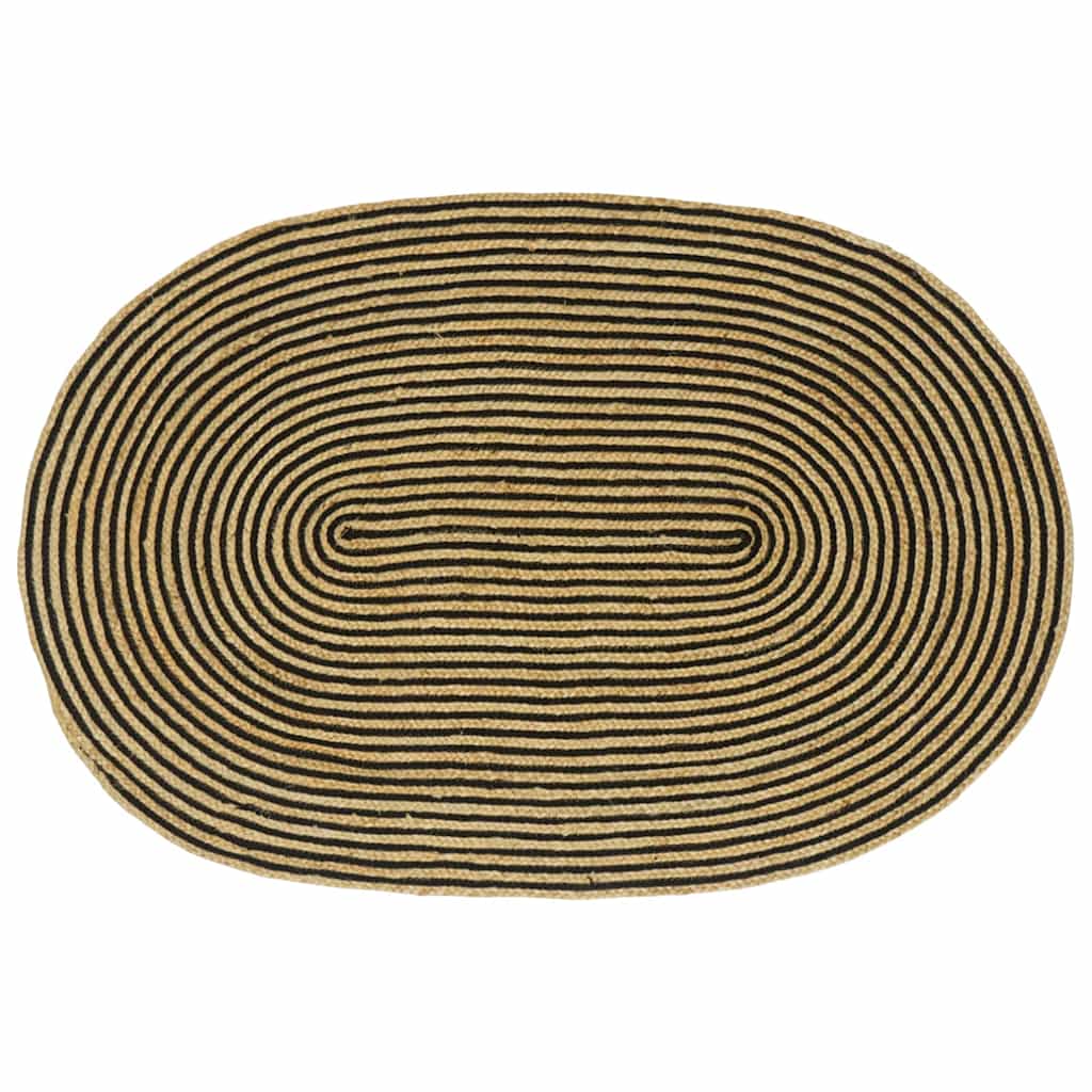 Vidaxl vloerkleed natuurlijk en zwart 100 x 152 cm jute