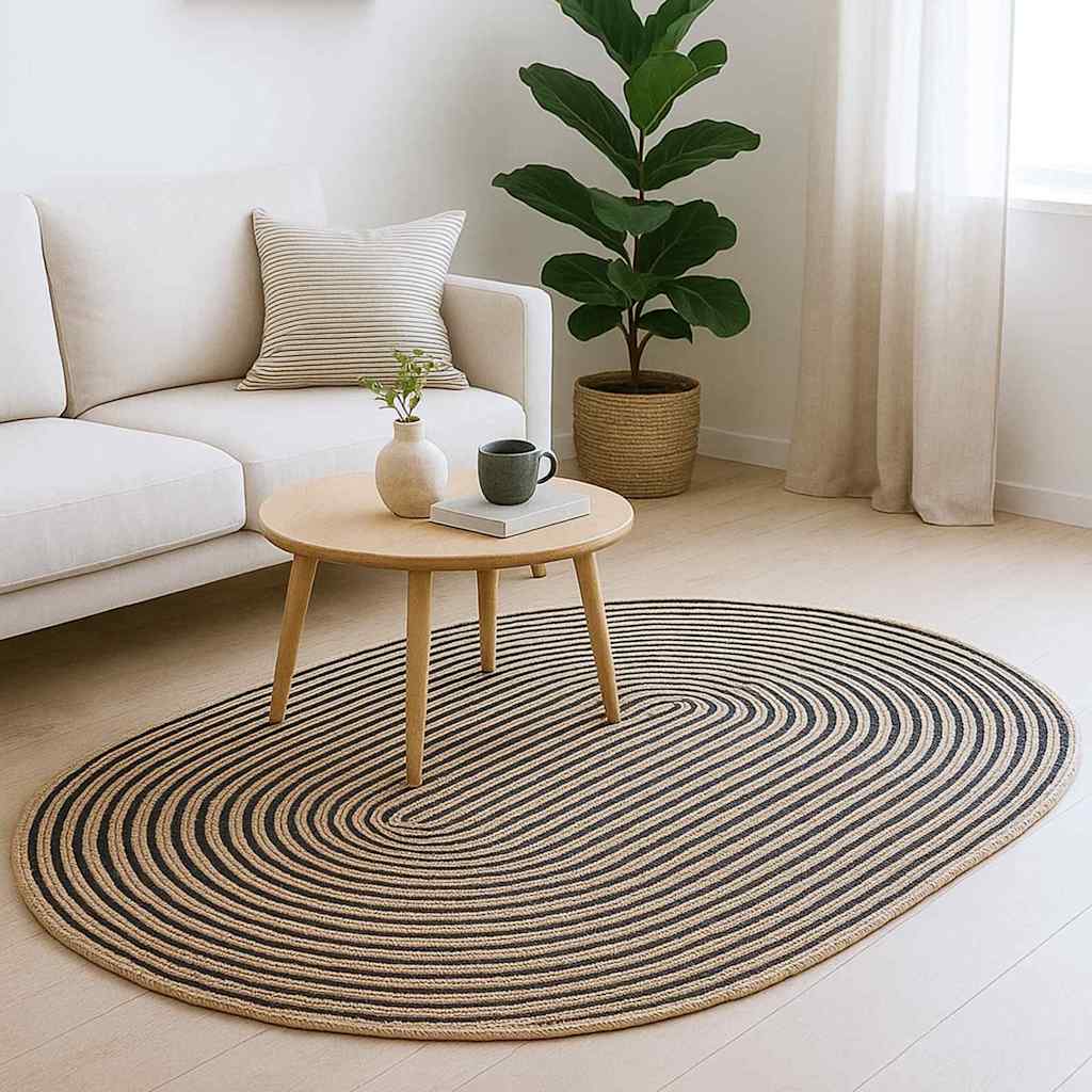Vidaxl vloerkleed natuurlijk en zwart 205 x 305 cm jute