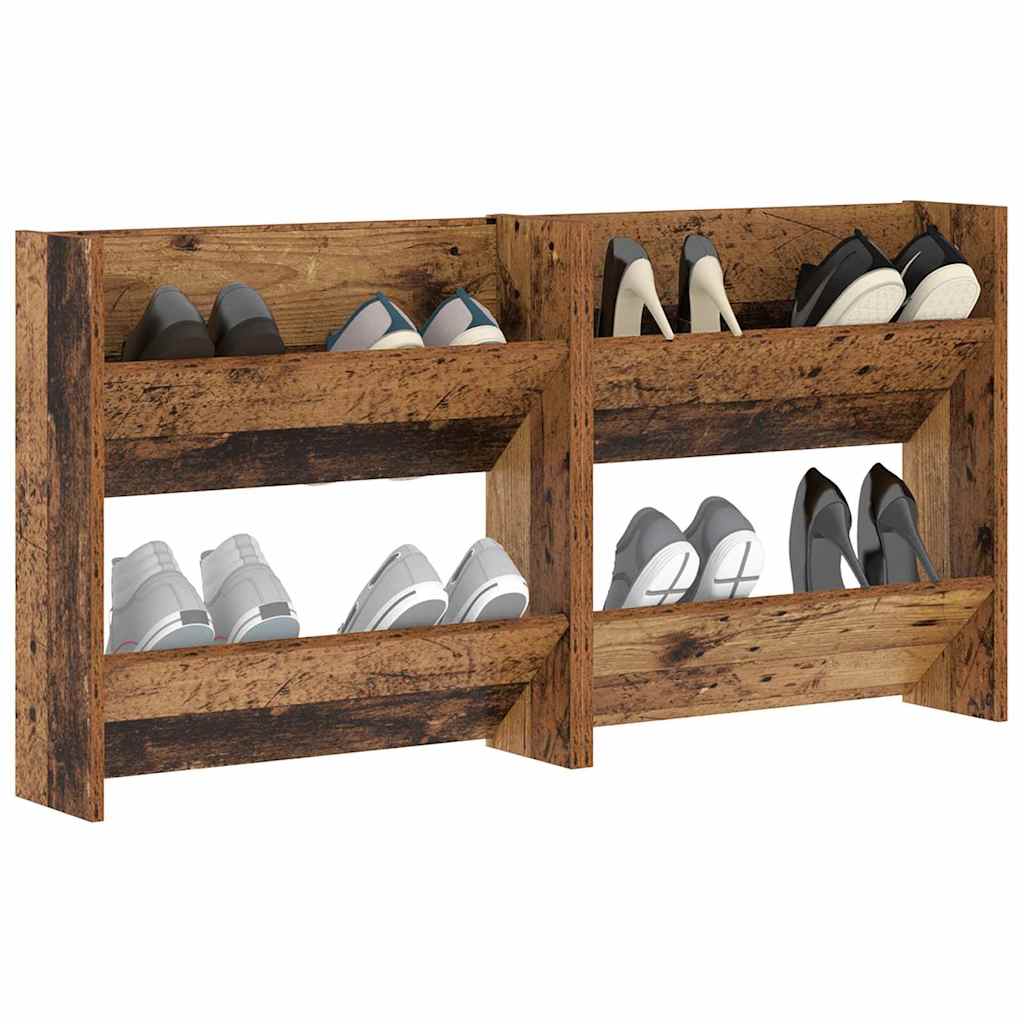 Vidaxl schoenenkast 2 st 60 x 18 x 60 cm bewerkt hout oud hout