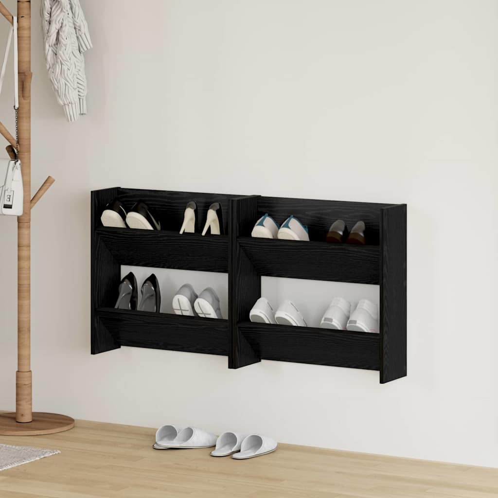 Vidaxl schoenenkast 2 st 60 x 18 x 60 cm bewerkt hout zwart eiken