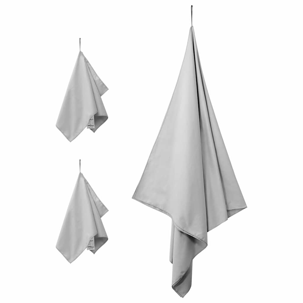 Vidaxl set van sporthanddoeken 3 pcs grijs polyester en polyamide