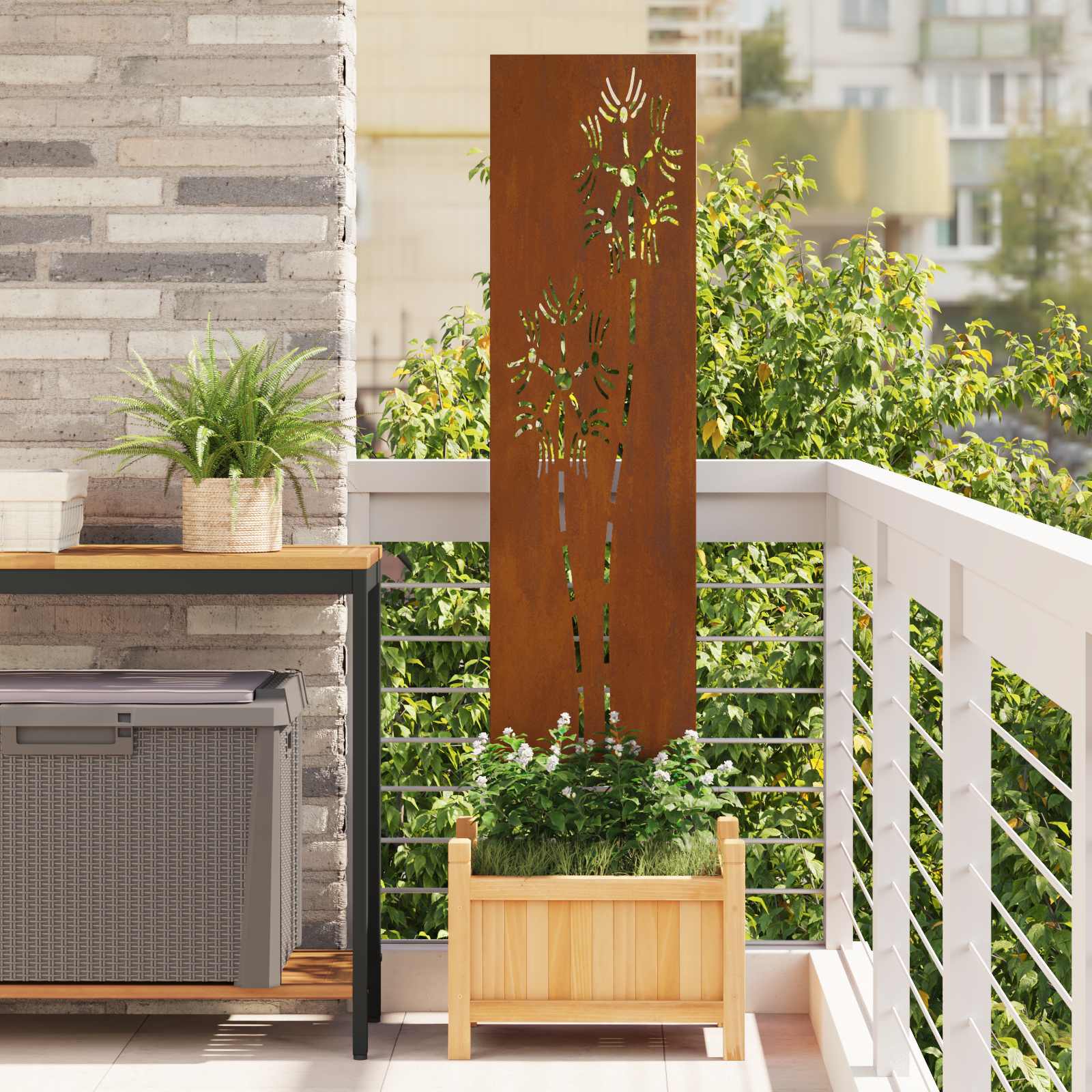 Vidaxl tuin privacy screen fretwerk roestig 32 x 140 cm cortenstaal