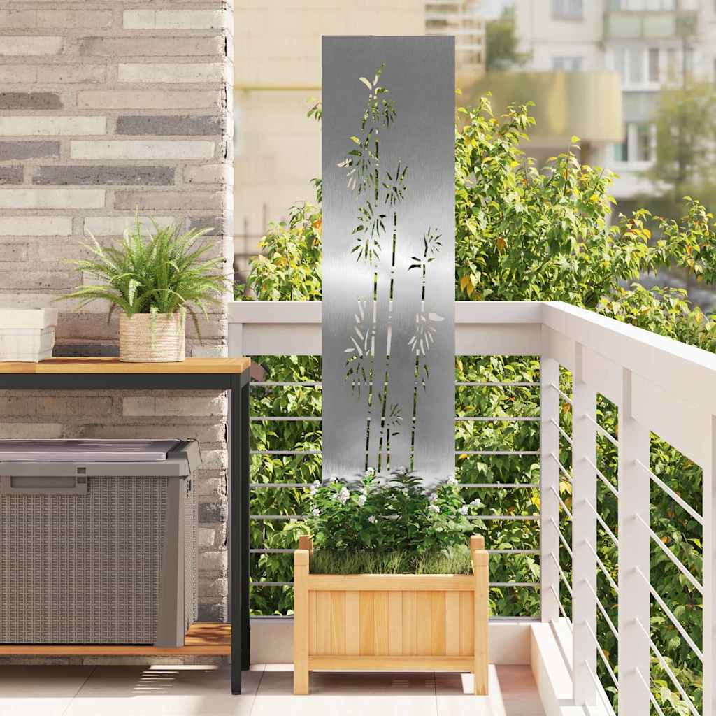 Vidaxl tuin privacy screen bloemen zilver 32 x 140 cm roestvrij staal