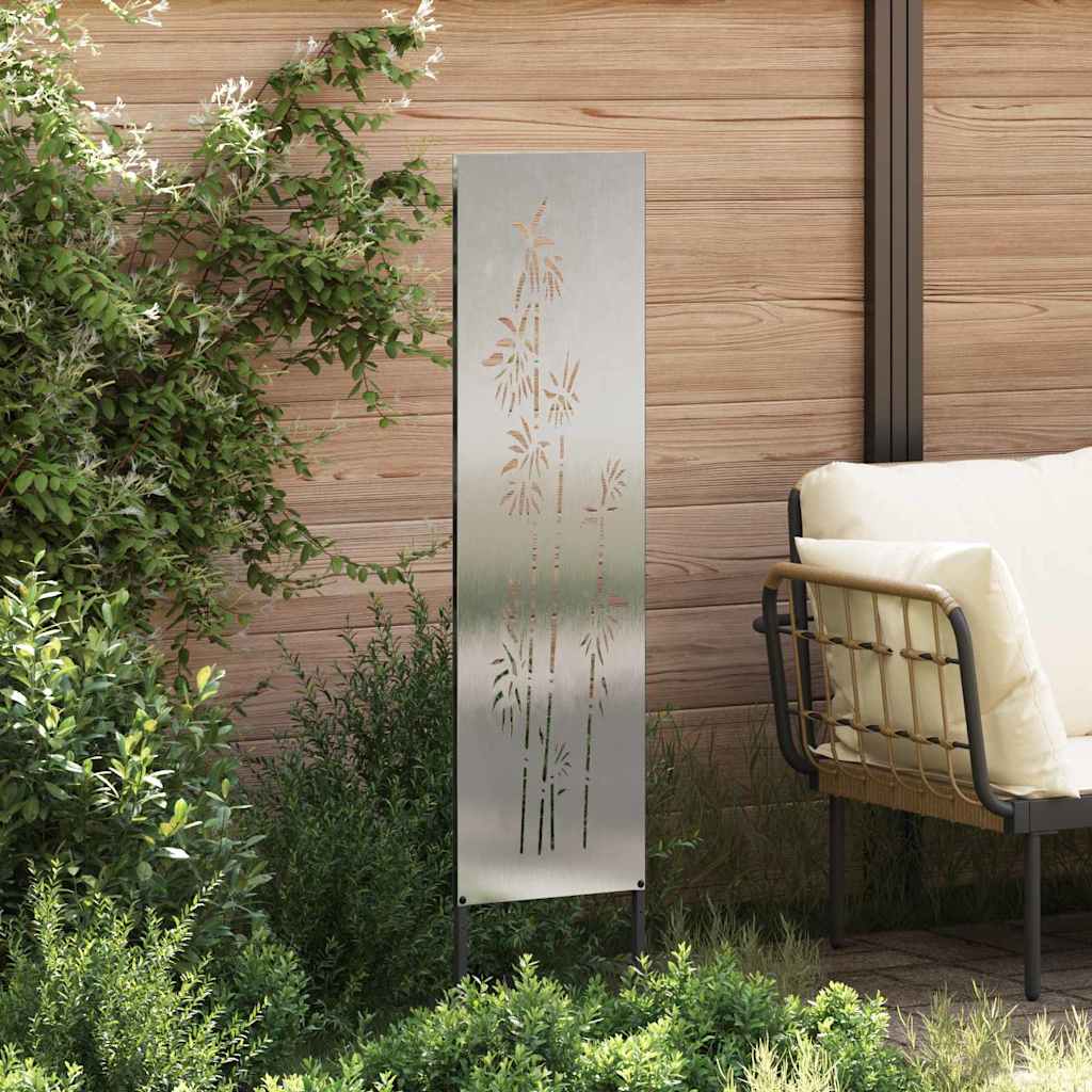 Vidaxl tuin privacy screen bloemen zilver 32 x 140 cm roestvrij staal
