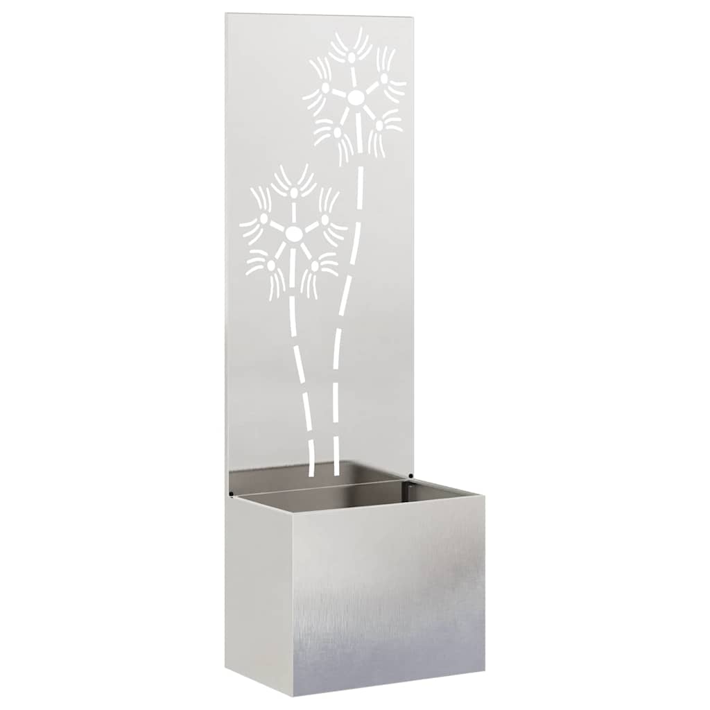 Vidaxl tuin privacy screen bloemen zilver 50 x 140 cm roestvrij staal