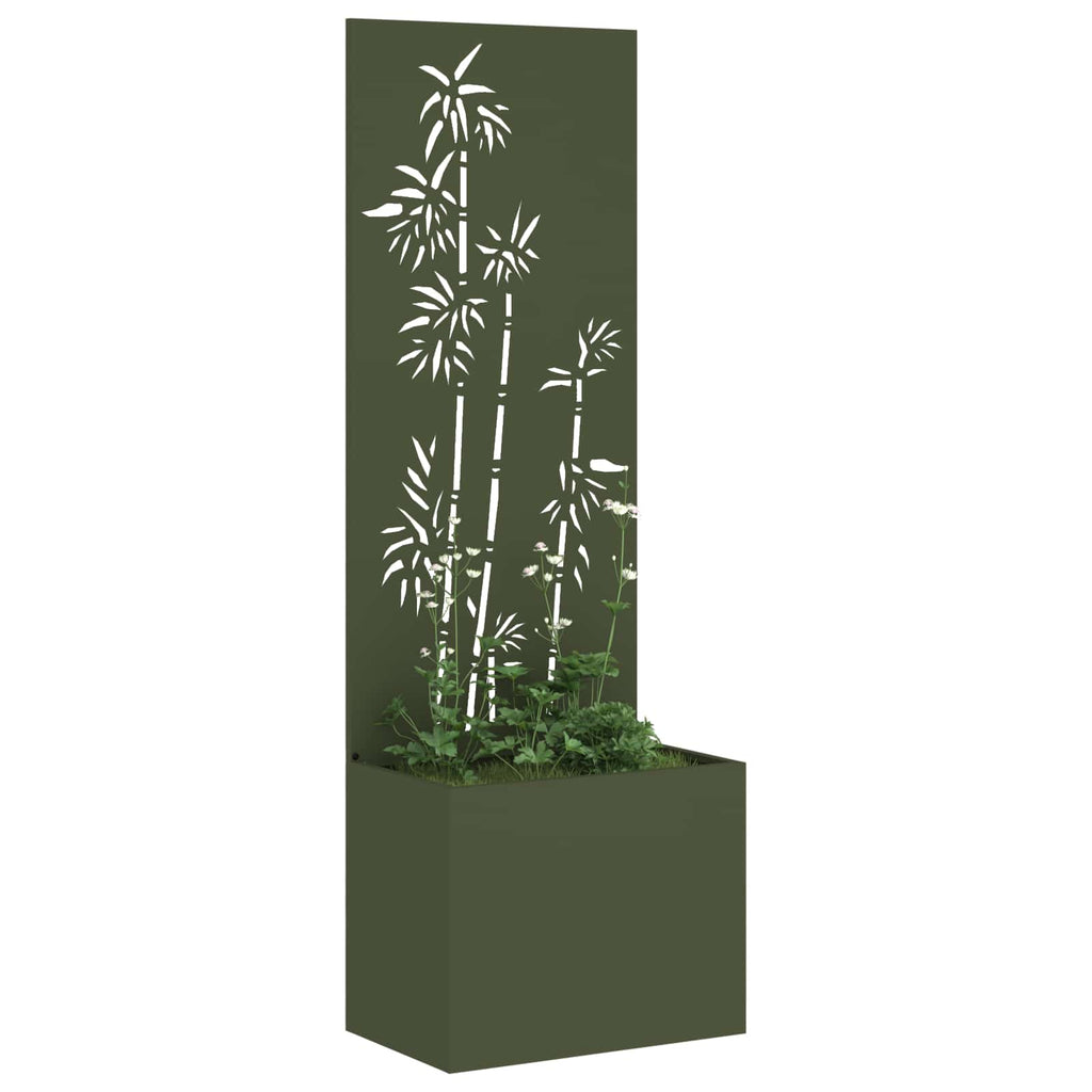 Vidaxl tuin privacy screen olijfgroen 50 x 140 cm koudgewalst staal