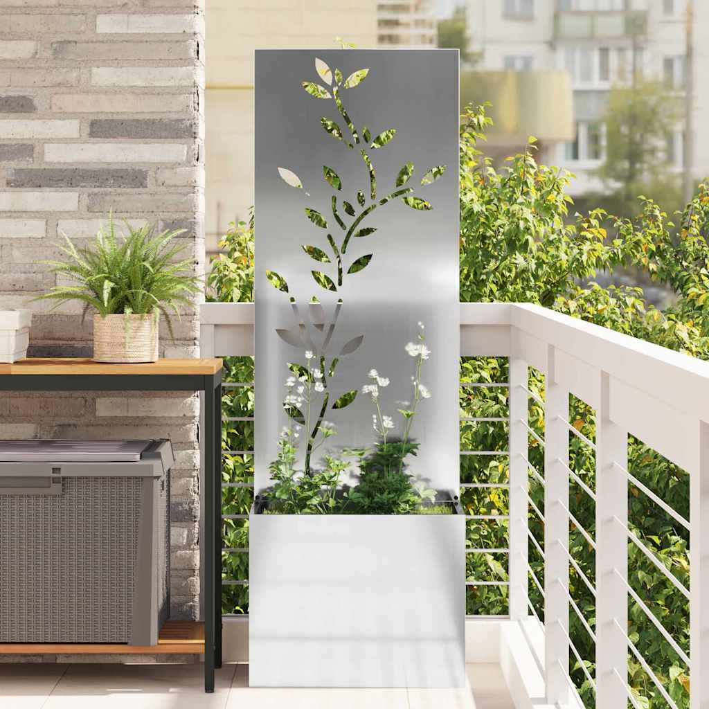 Vidaxl tuin privacy screen bloemen zilver 50 x 32 x 150 cm