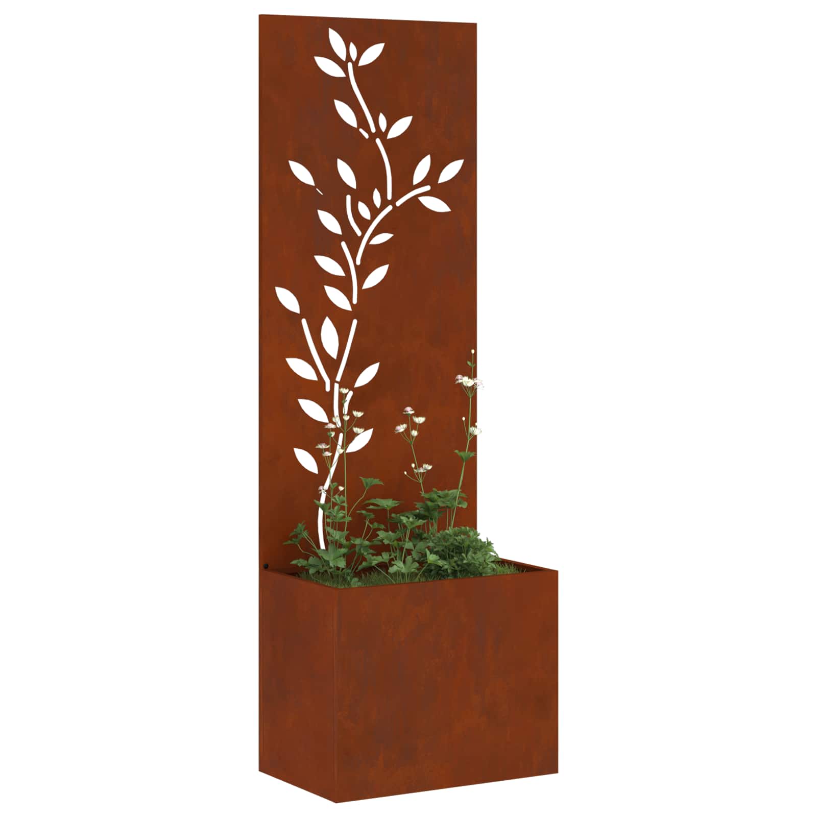 Vidaxl tuin privacy screen bloemen roestig 50 x 140 cm cortenstaal