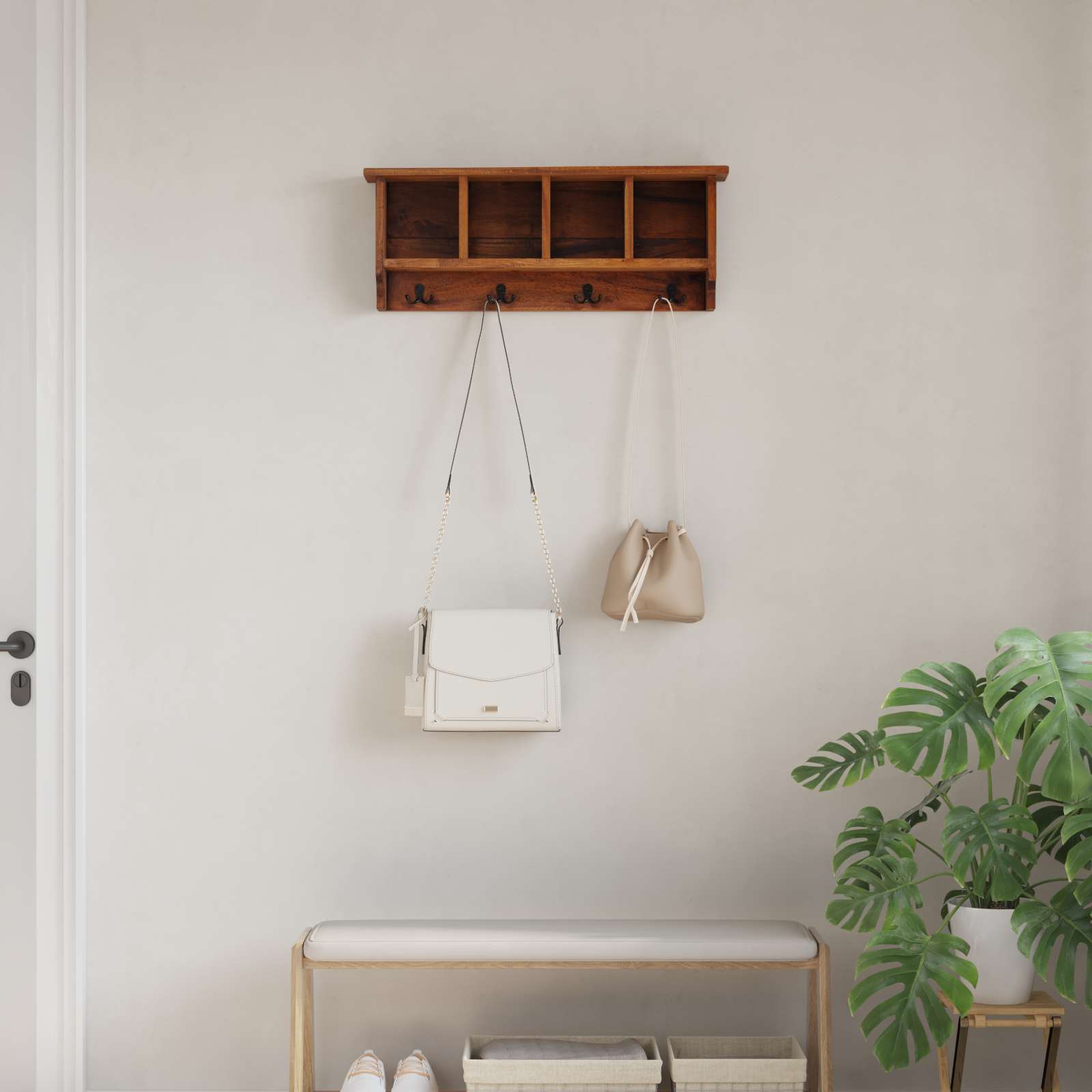 Vidaxl hanger bruin 70 x 11 x 27 cm massief mahoniehout