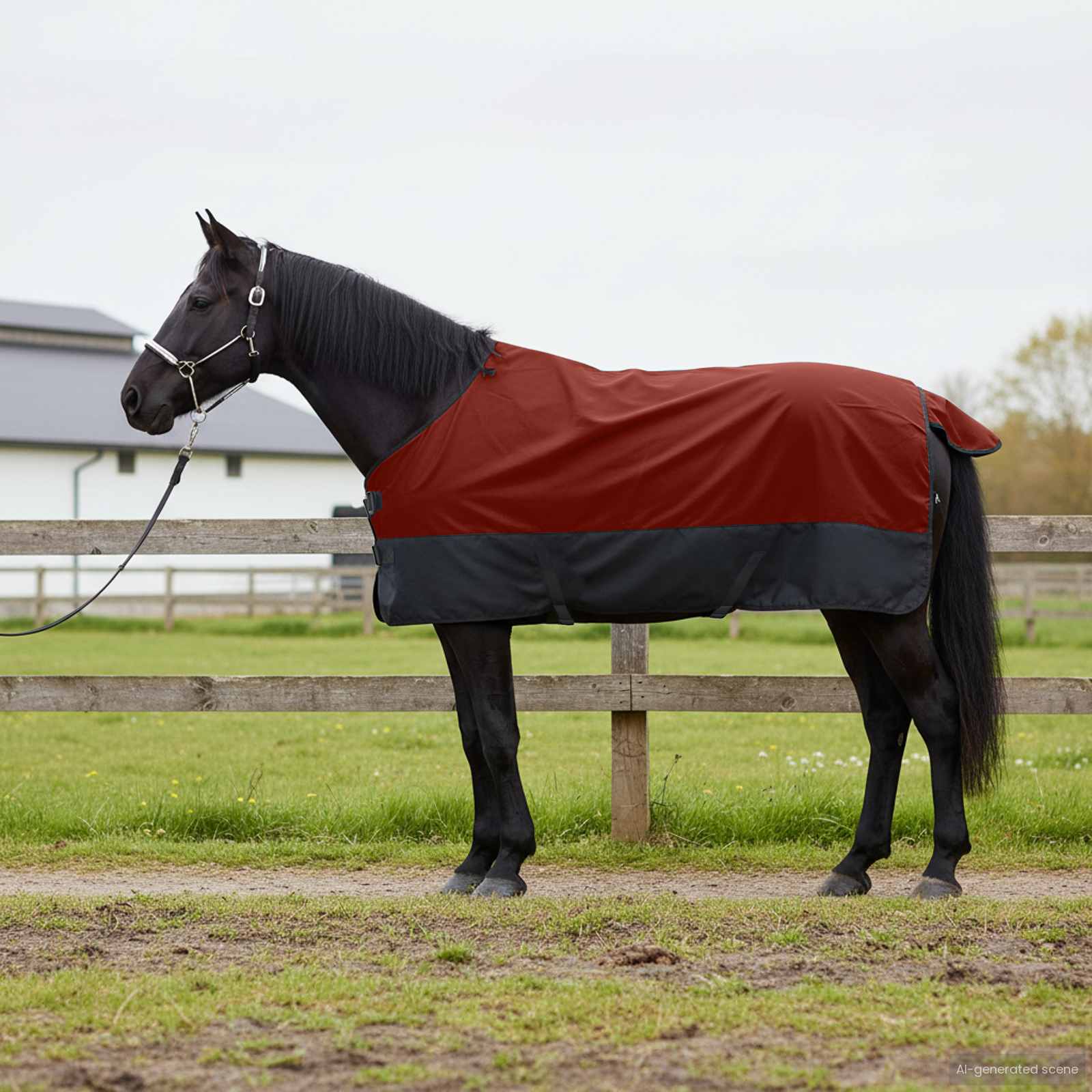 Vidaxl paardendeken donkergroen en zwart 115 cm polyester