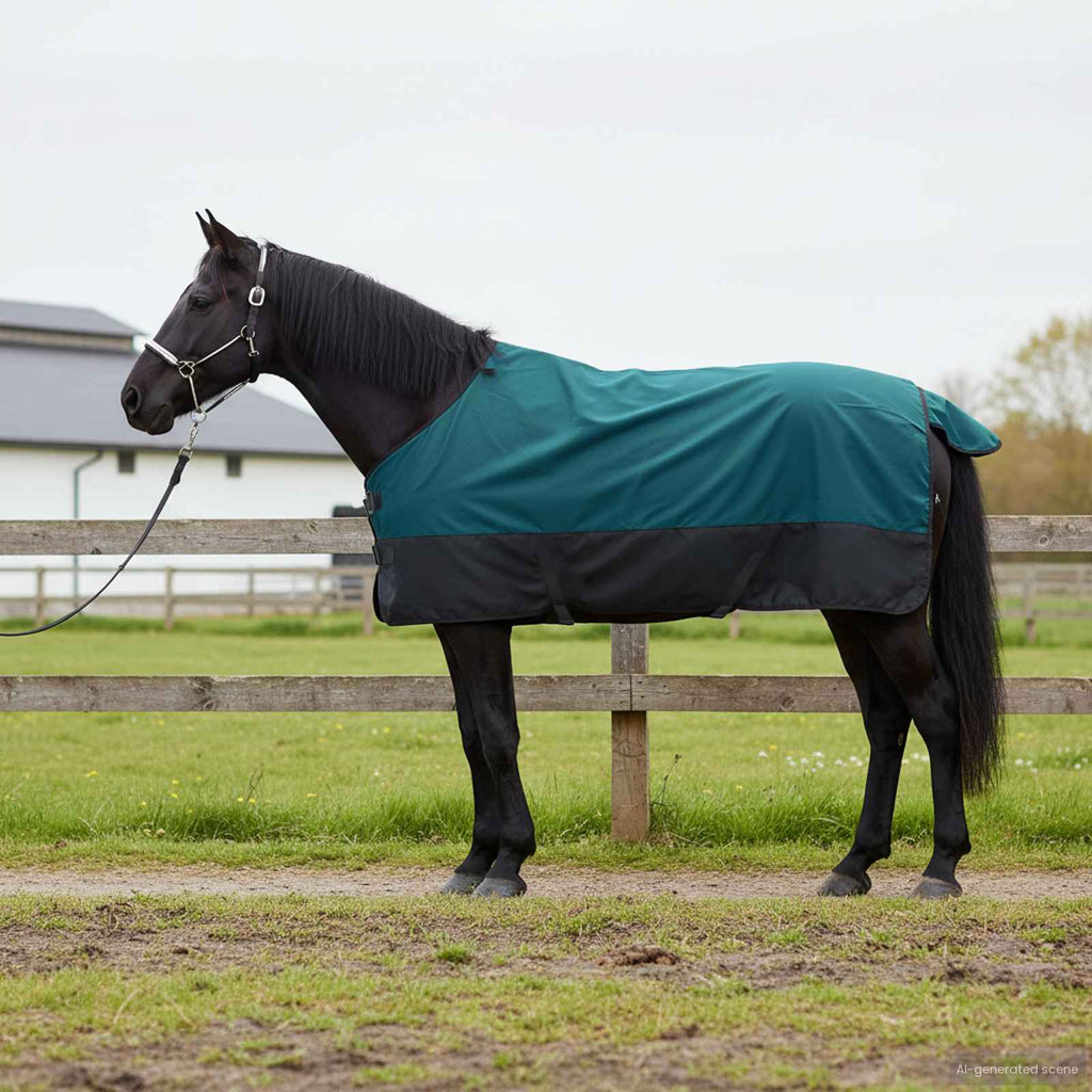 Vidaxl paardendeken donkergroen en zwart 75 cm polyester