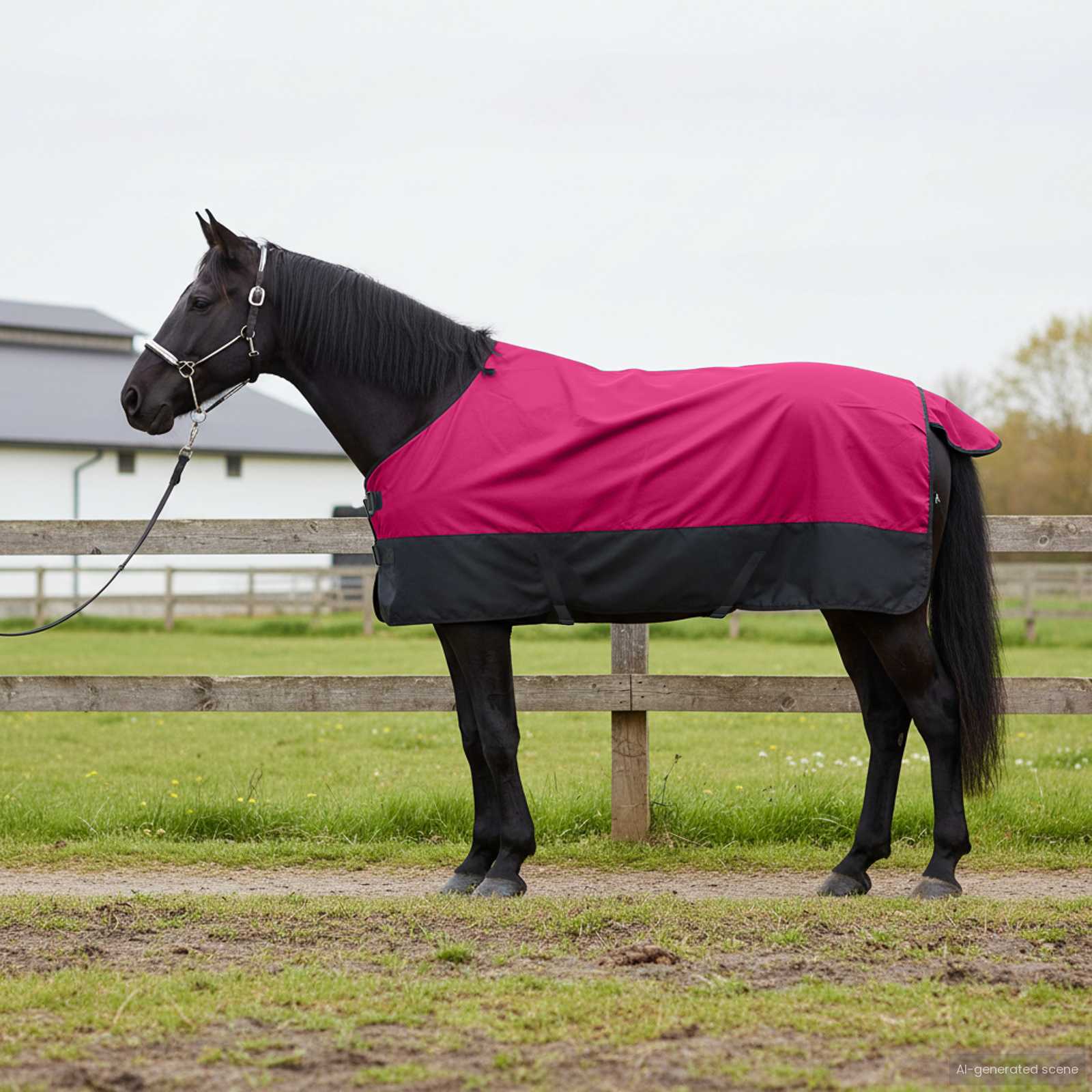 Vidaxl paardendeken roze en zwart 155 cm polyester