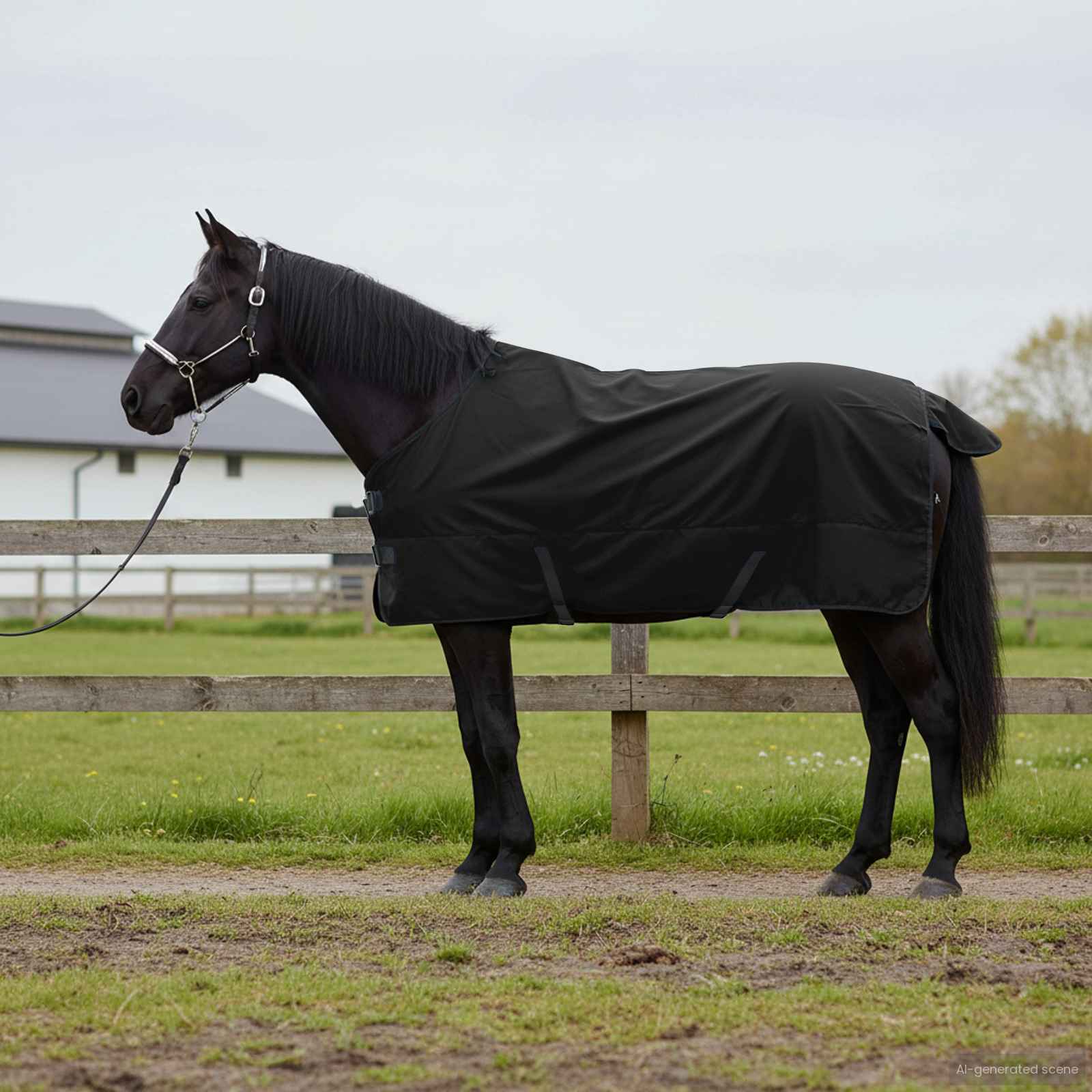 Vidaxl paardendeken donkergroen en zwart 115 cm polyester