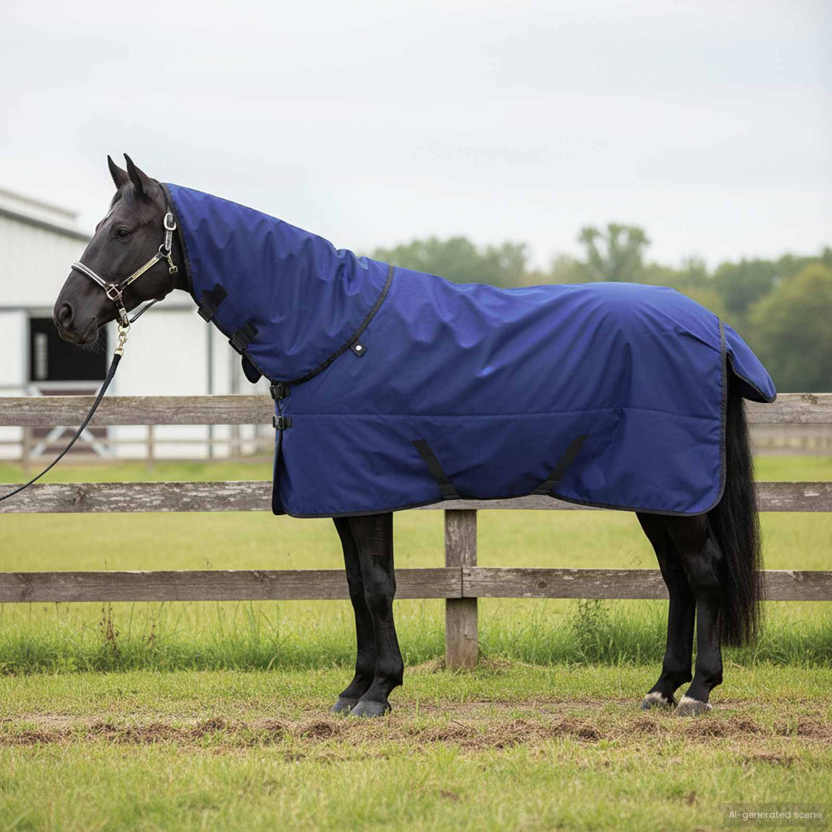 Vidaxl paardendeken marineblauw 115 cm polyester