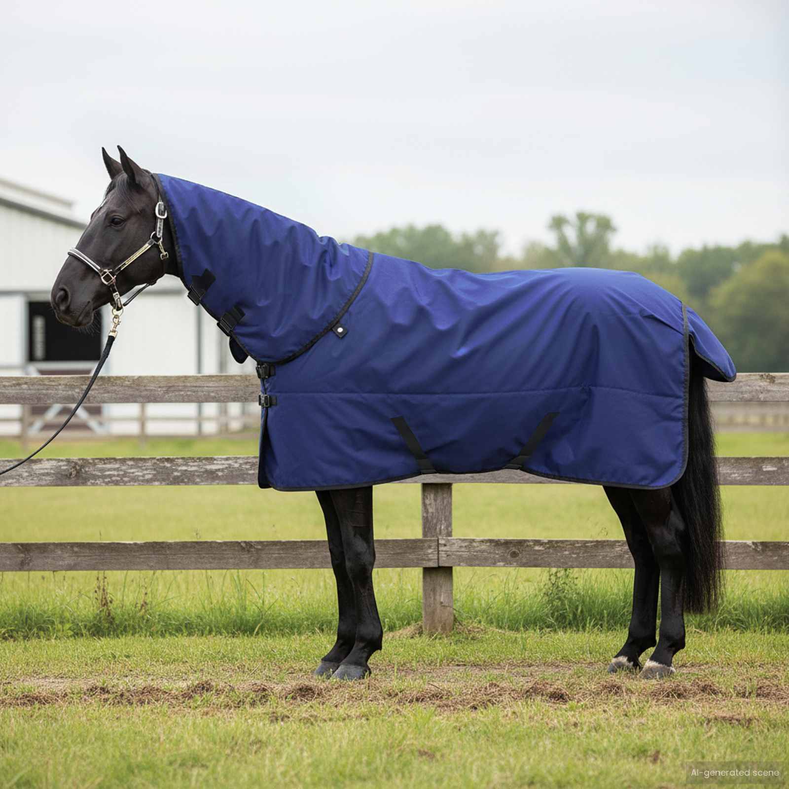 Vidaxl paardendeken donkergroen en zwart 145 cm polyester