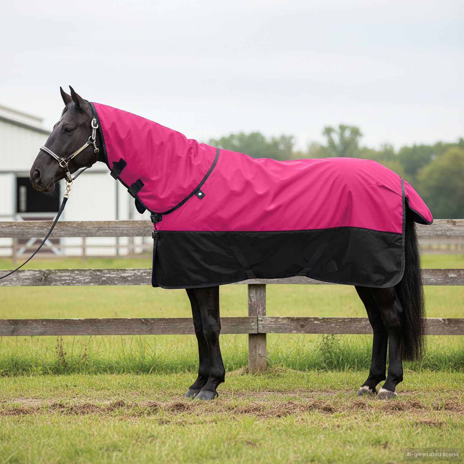Vidaxl paardendeken roze en zwart 85 cm polyester