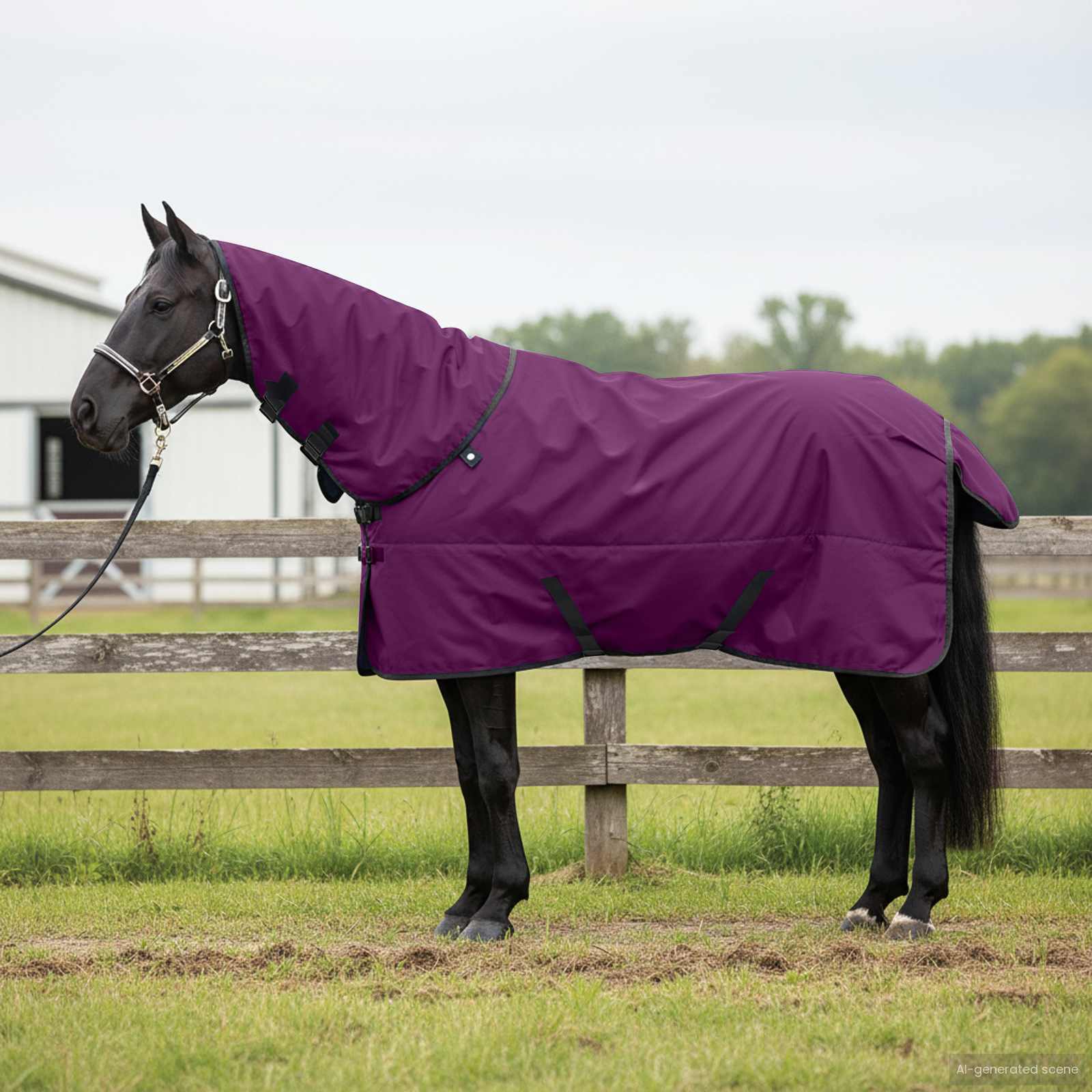 Vidaxl paardendeken donkergroen en zwart 165 cm polyester