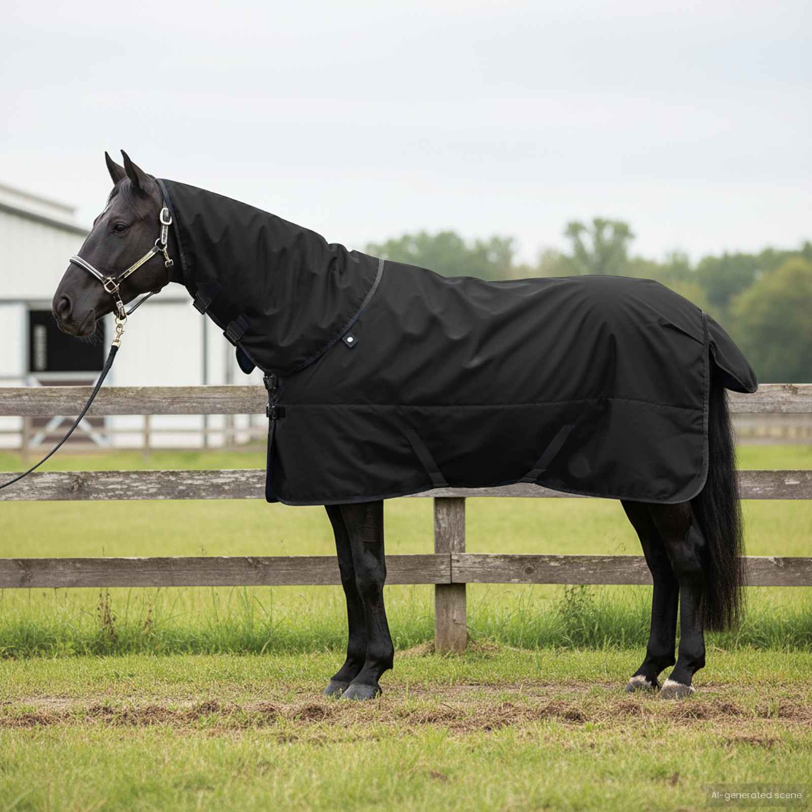 Vidaxl paardendeken donkergroen en zwart 165 cm polyester