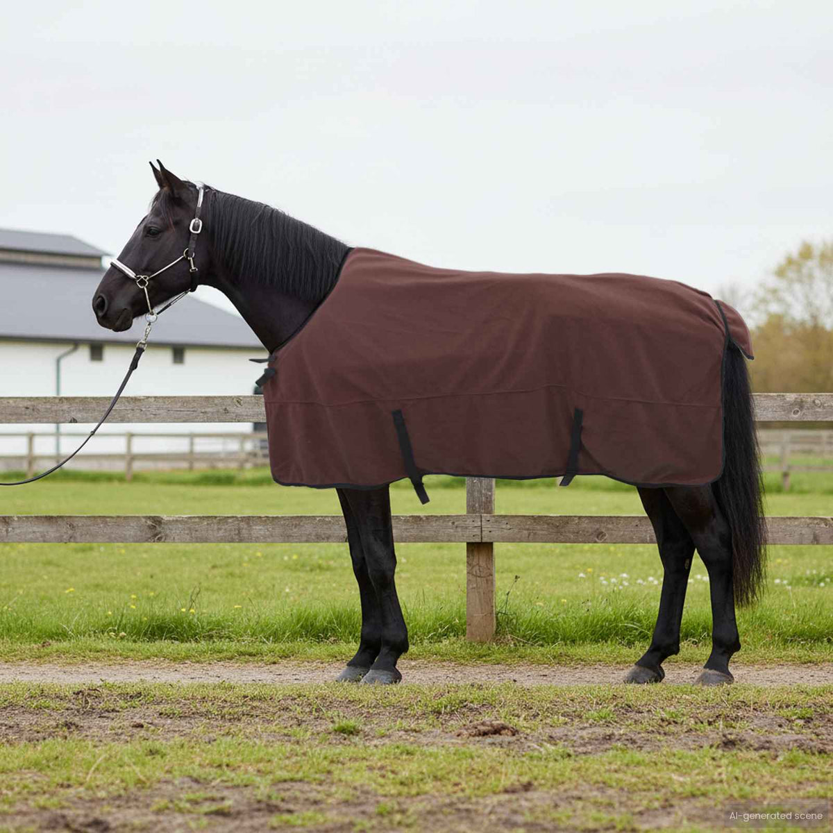 Vidaxl paardendeken volledig donkerbruin 155 cm polyester fleece