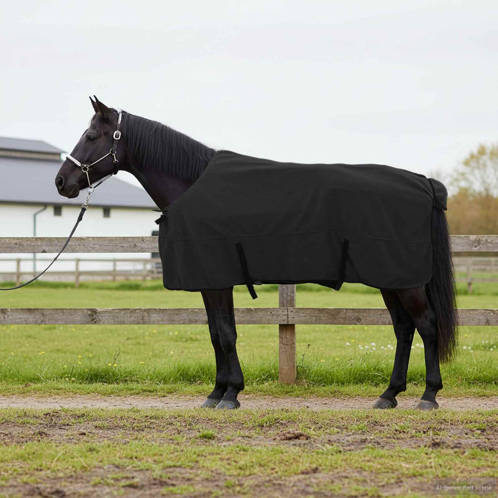 Vidaxl paardendeken zwart polyester