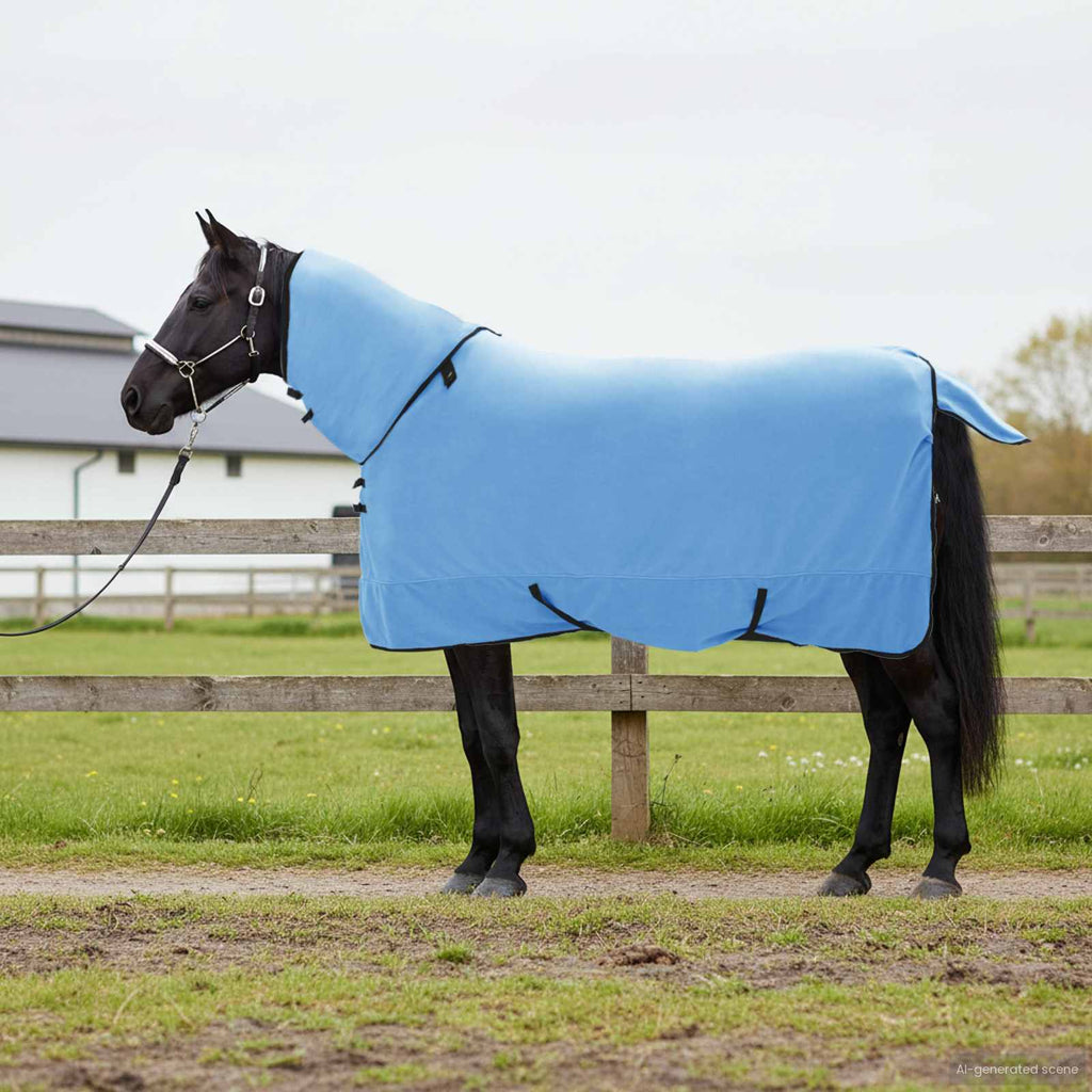 Vidaxl paardendeken volledige aqua 165 cm polyester fleece