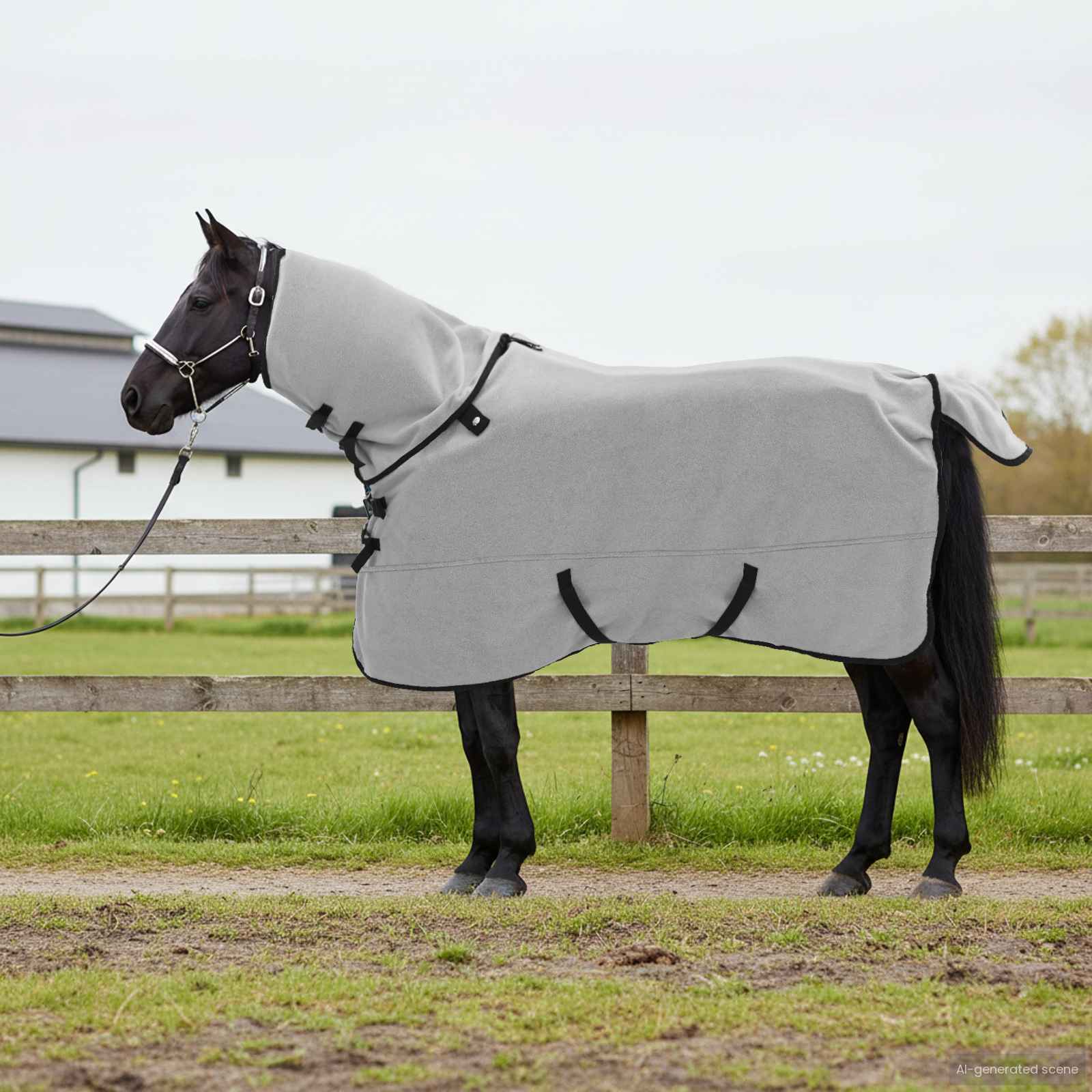 Vidaxl paardendeken volledig lichtgrijs en roze polyester